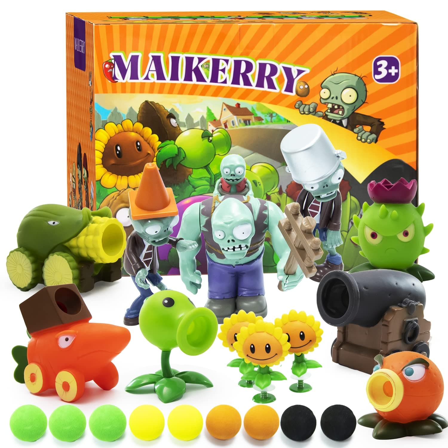 Maikerry 12pcs PVZ Figurines Action Figures PVZ Set Game Great Birthday Gifts for Boys and Girls -with Waterproof Battlefield Map