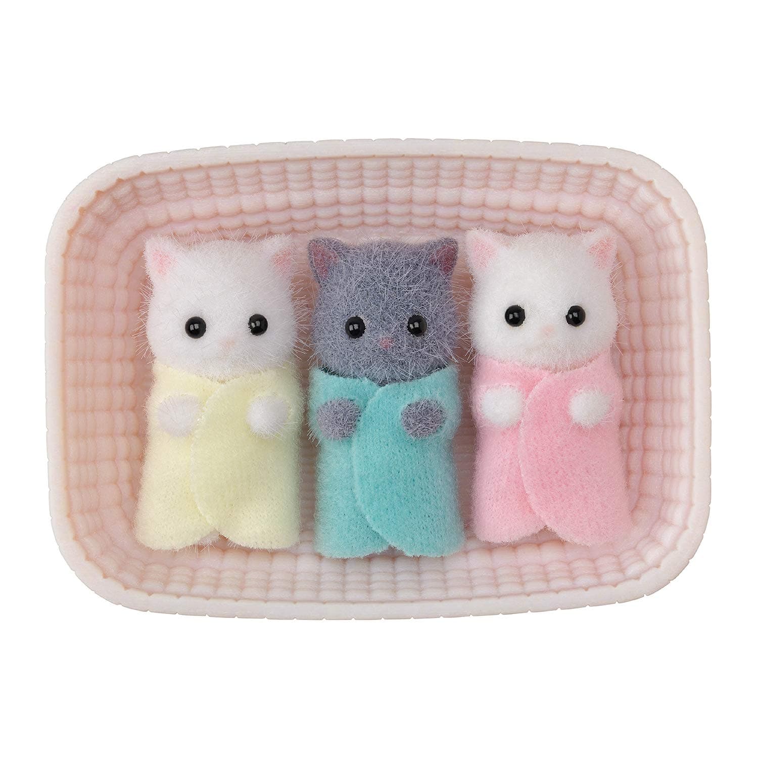 Persian Cat Triplets - Collectible Dollhouse Figures with Cradle Accessory