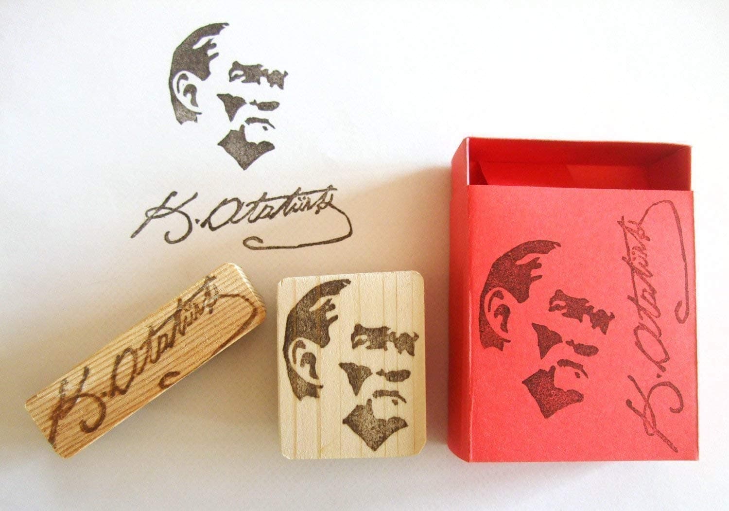 Ataturk - Hand carved rubber stamp set
