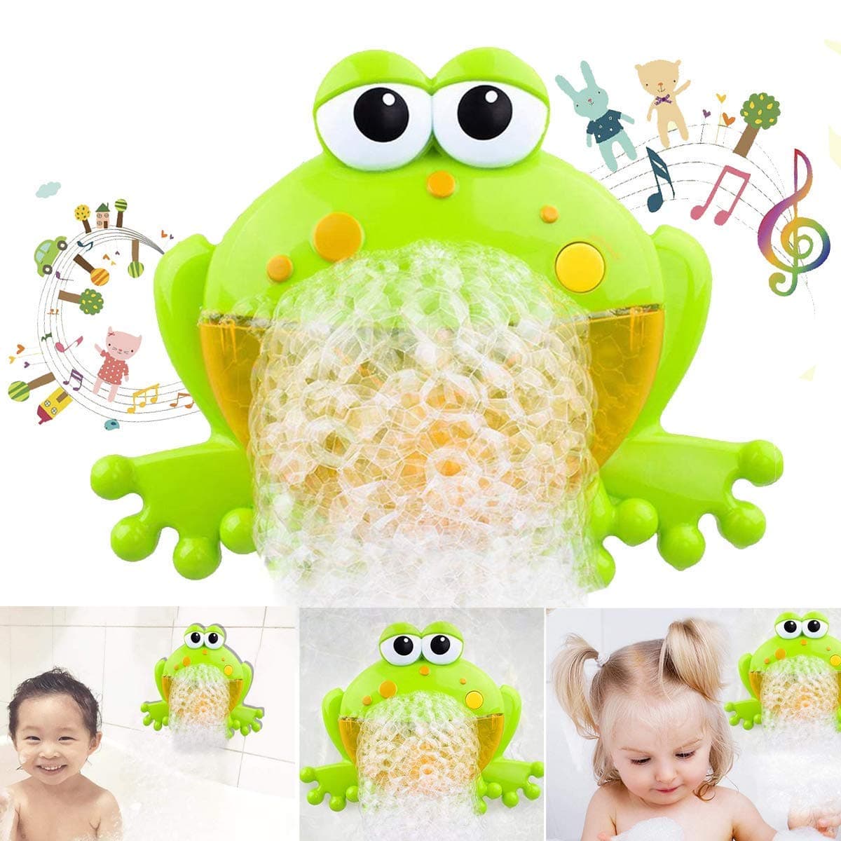 Frog Automatic Bubble Maker Machine with 12 Music for Baby Fun Bath