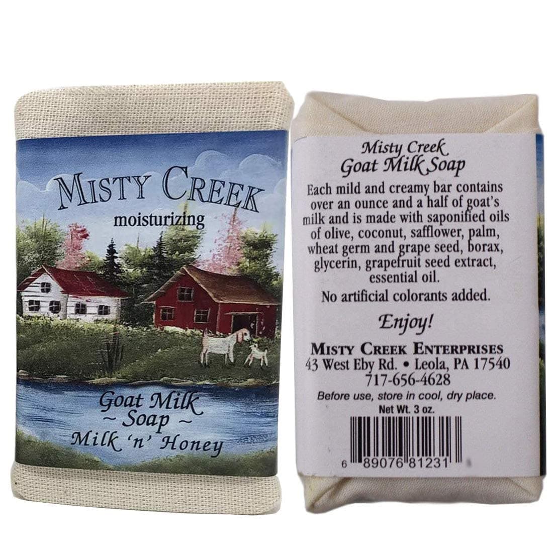 Milk 'n' Honey Moisturizing Misty Creek Goat Milk Soap Bar 3oz from Amish Farmstead. Excellent for Psoriasis, Eczema, Dry & Sensitive Skin