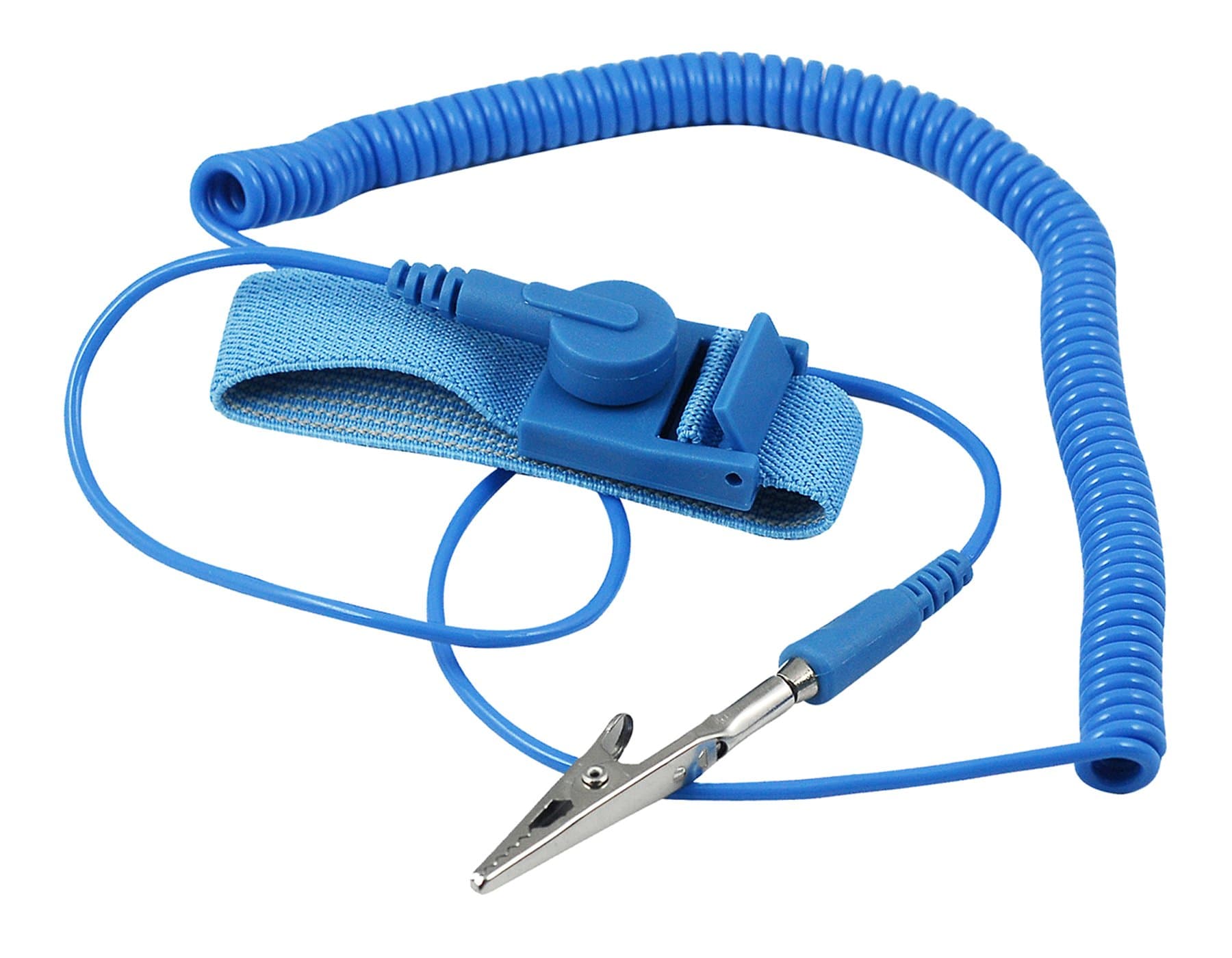 ESD Anti Static Wrist Strap with Coiled Cord & Alligator Clip – Adjustable Grounding Wristband for Electronics Repair, PC Building, Laptop, Computer Work, DIY