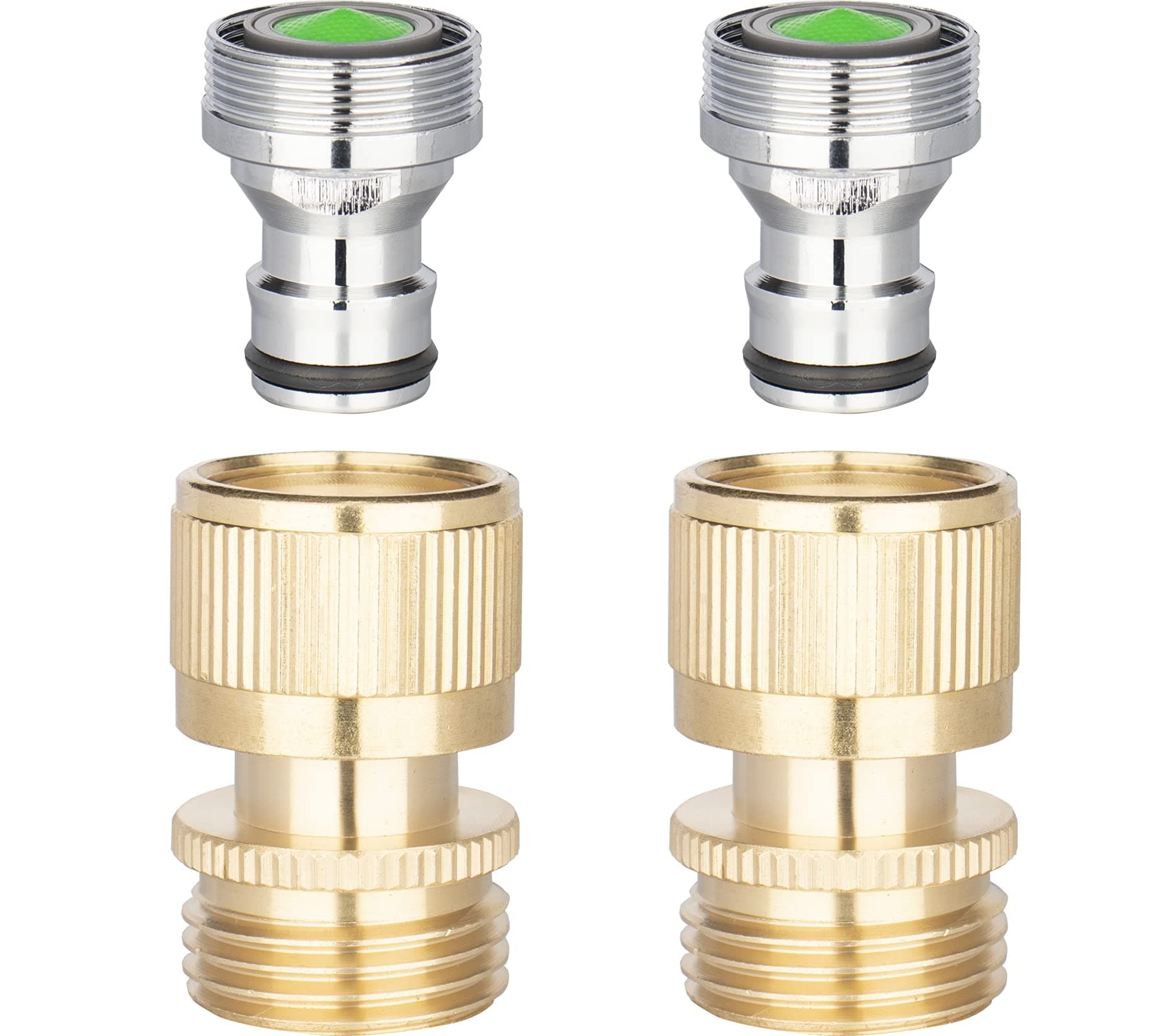 WHK Kitchen Quick Connect Faucet Adapter, Portable Bathroom Sink Faucet Snap Adapter to Garden Hose 15/16 In.-27M or 55/64 In.-27F x3/4 inch GHT Female for Washer, Indoor Sink (2 Packs)