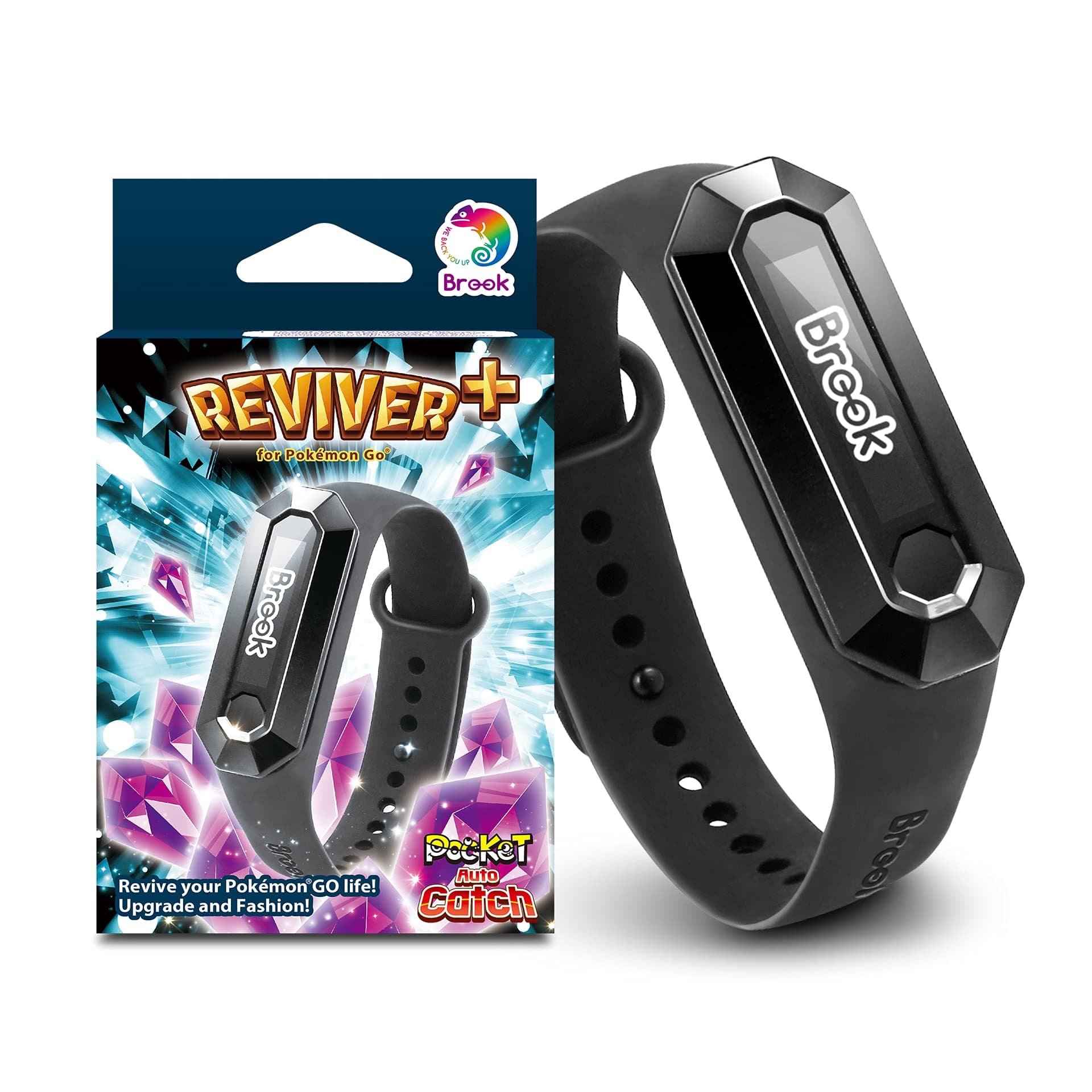 Pocket Auto Catch Reviver Plus - Splendid Evolution, Auto Spin and Catching Pocket Monsters, IP67 Wristband Bracelet Accessory, Reminder for Disconnection, Battery Capacity Display