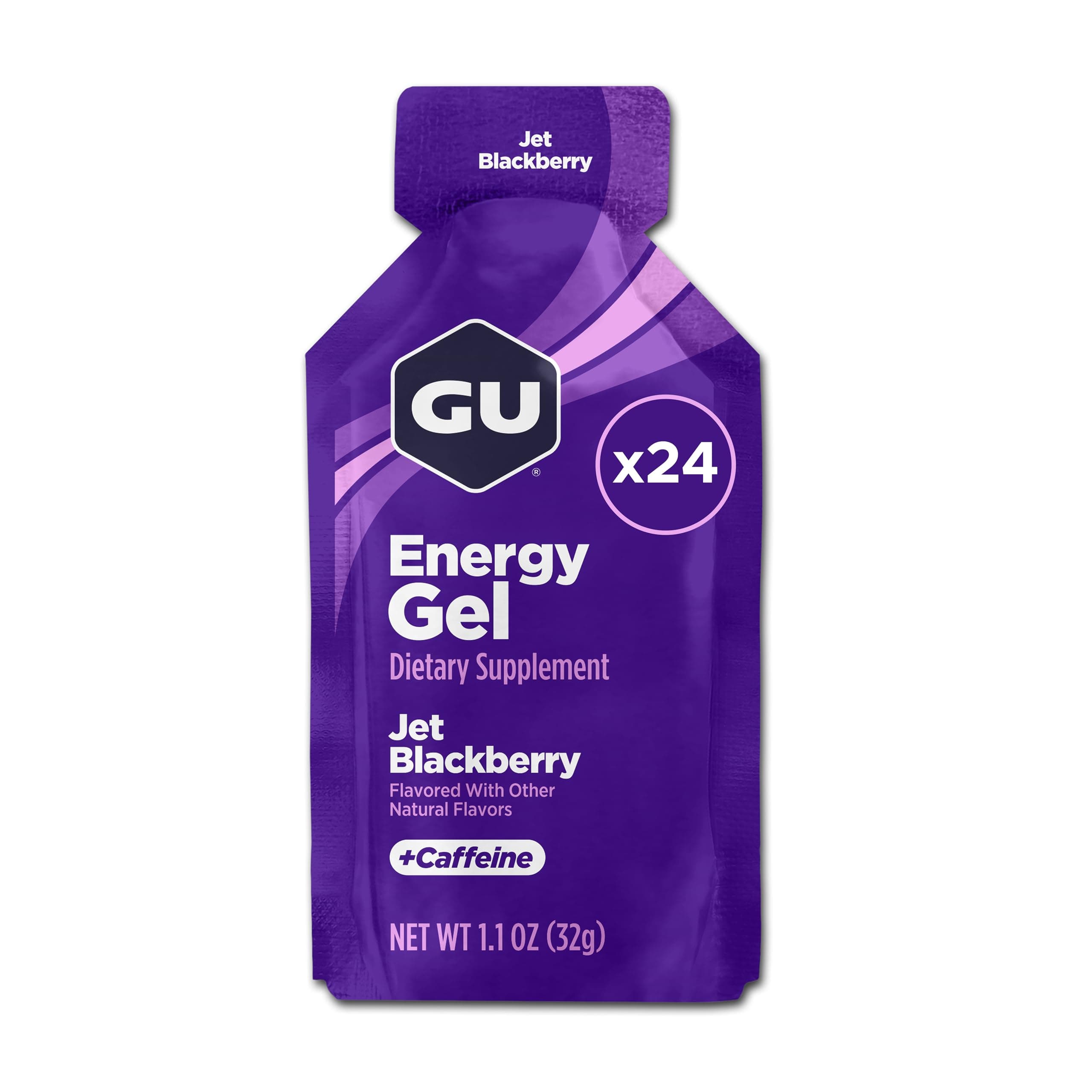 Original Energy Gels, Jet Blackberry 24 Pack - 100 Calorie Energy Gel with Carbohydrates, Caffeine, BCAAs and Electrolytes - Pre-Workout Fuel for Running, Cycling, Triathlon and Endurance Sports