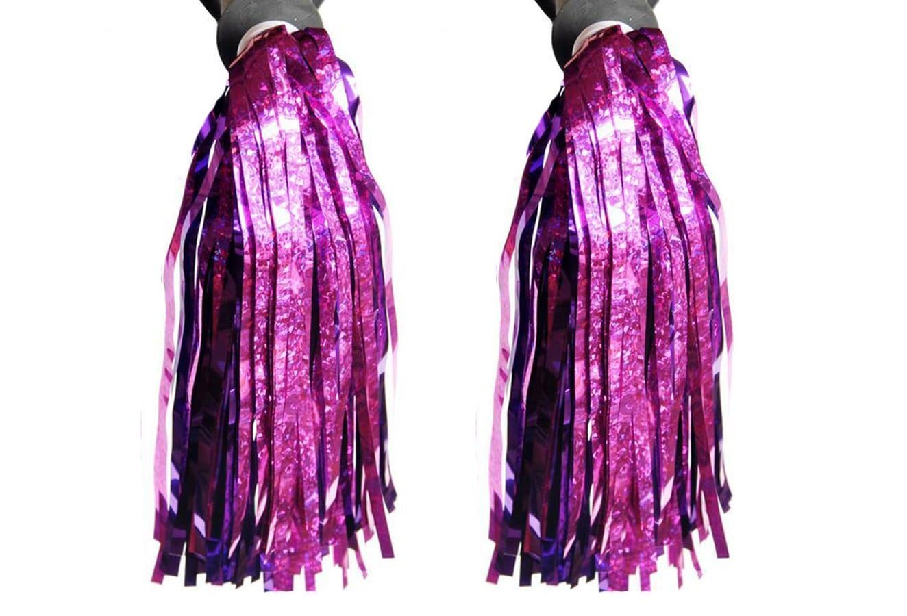 TOPWEL 1 Pair Kids Bike Scooter Handlebar Streamers Sparkle Pom Pom Tassels Children Scooter Bicycle Grips Ribbon Baby Carrier Accessories Easy Attachment to Bike's Handlebars