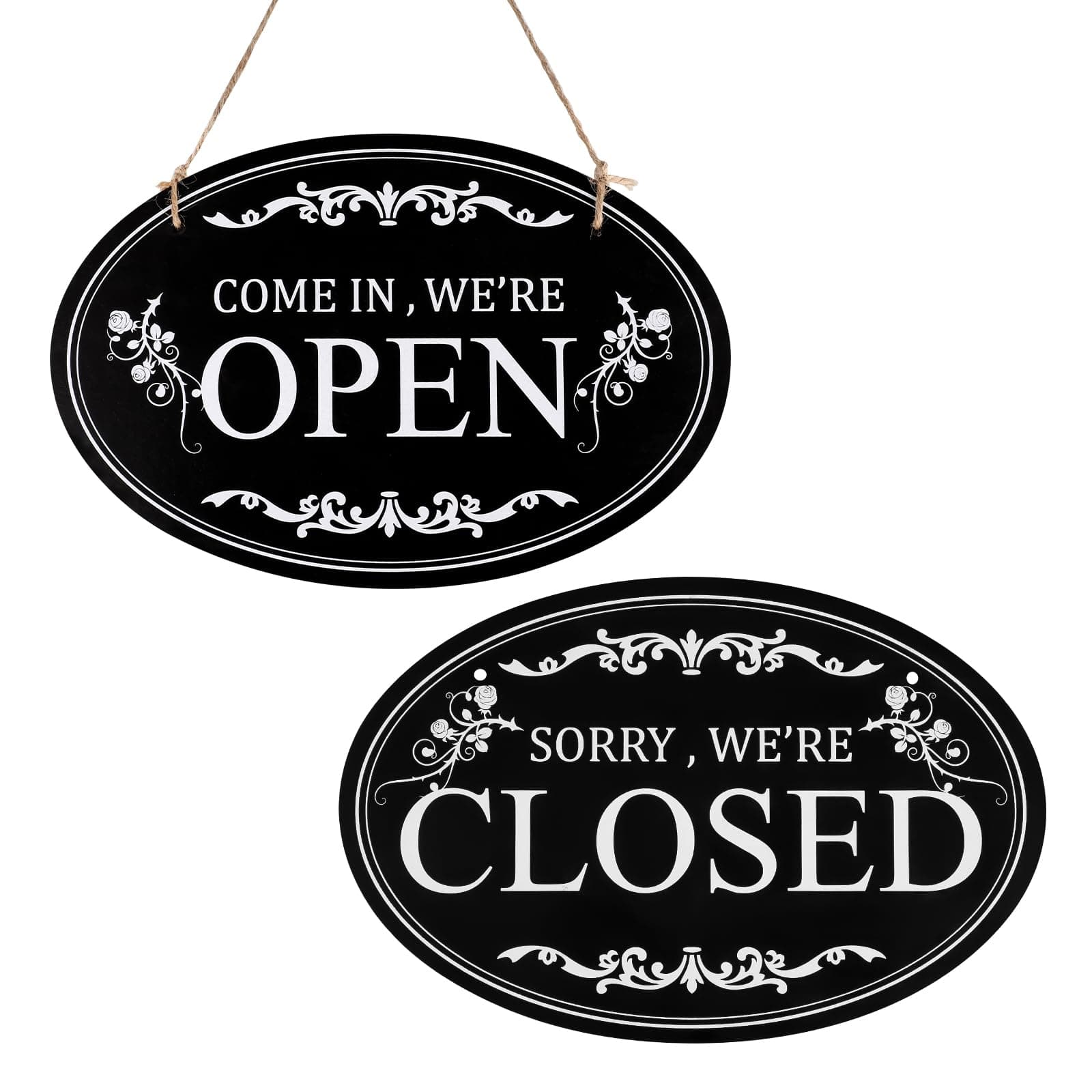 Open and Closed Business Sign, 11.8x7.9inch Double Sided Reversible Come in We're Open and Sorry We're Closed Sign Business Outdoor Sign for Hotel Restaurant Cafe Door