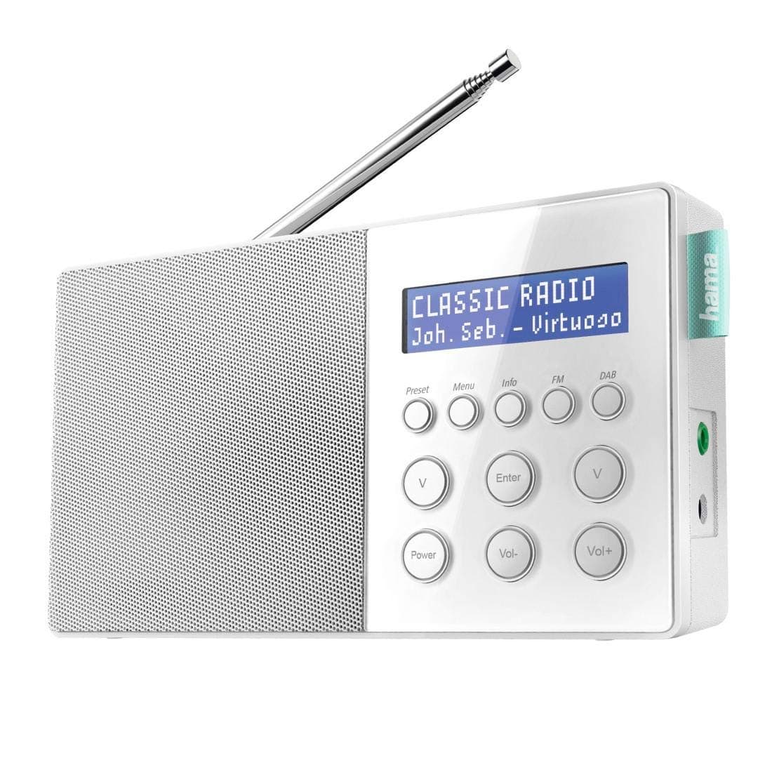 Hama | DR10 Digital Radio, FM/DAB/| 30 Memory Slots | Battery and Mains - White