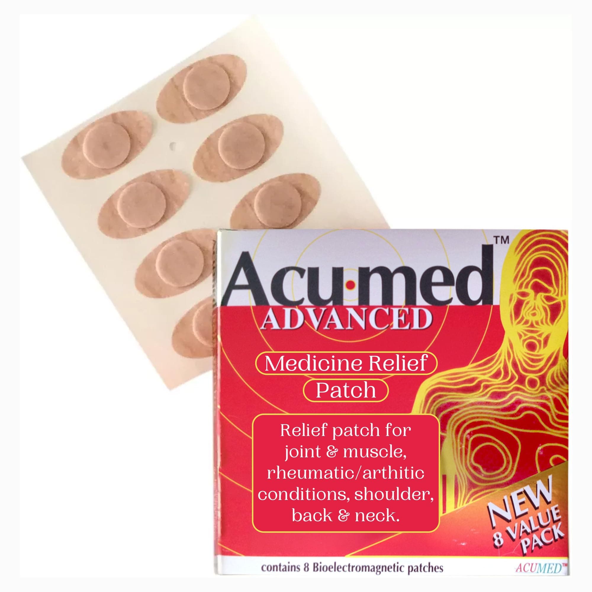 Magnetic Patches - Advanced Magnetic Therapy for Pain Relief | Featuring Zinc & Copper | Versatile and Discreet Magnet Therapy Plasters for Body Aches & Pains | (7 Pack of 8)