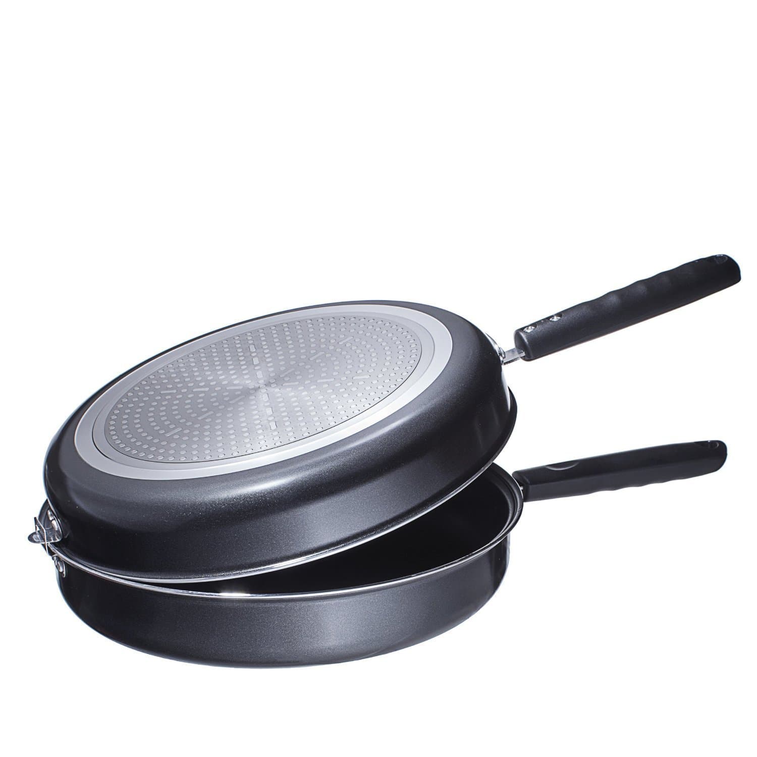 Cookmaster Nonstick 12-Inch Frittata Double Frying Pan and Omelette Skillet Duo Set