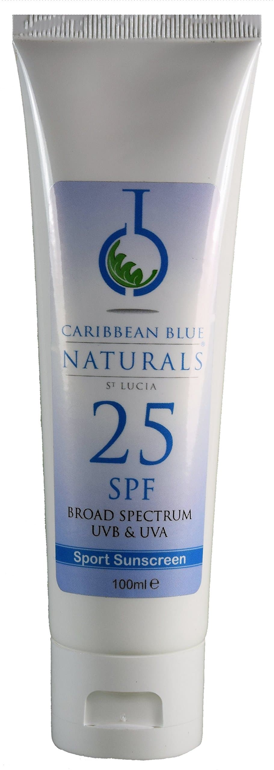 Caribbean Blue Zinc Oxide Natural Mineral Sunscreen SPF25 - 100m, for adults and young children, prickly heat rash, eczema, sensitive skin. Vegan