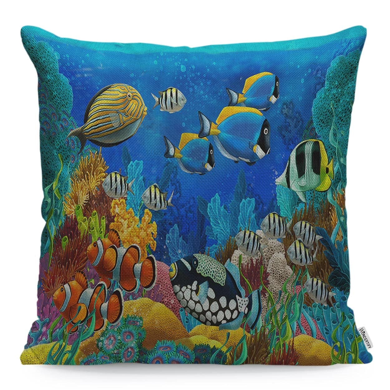 WONDERTIFYOcean Fish Cushion Cover Fishes Sea world Throw Pillow Covers Cushion Case For Couch Home Decor Colorful 45X45 Cm