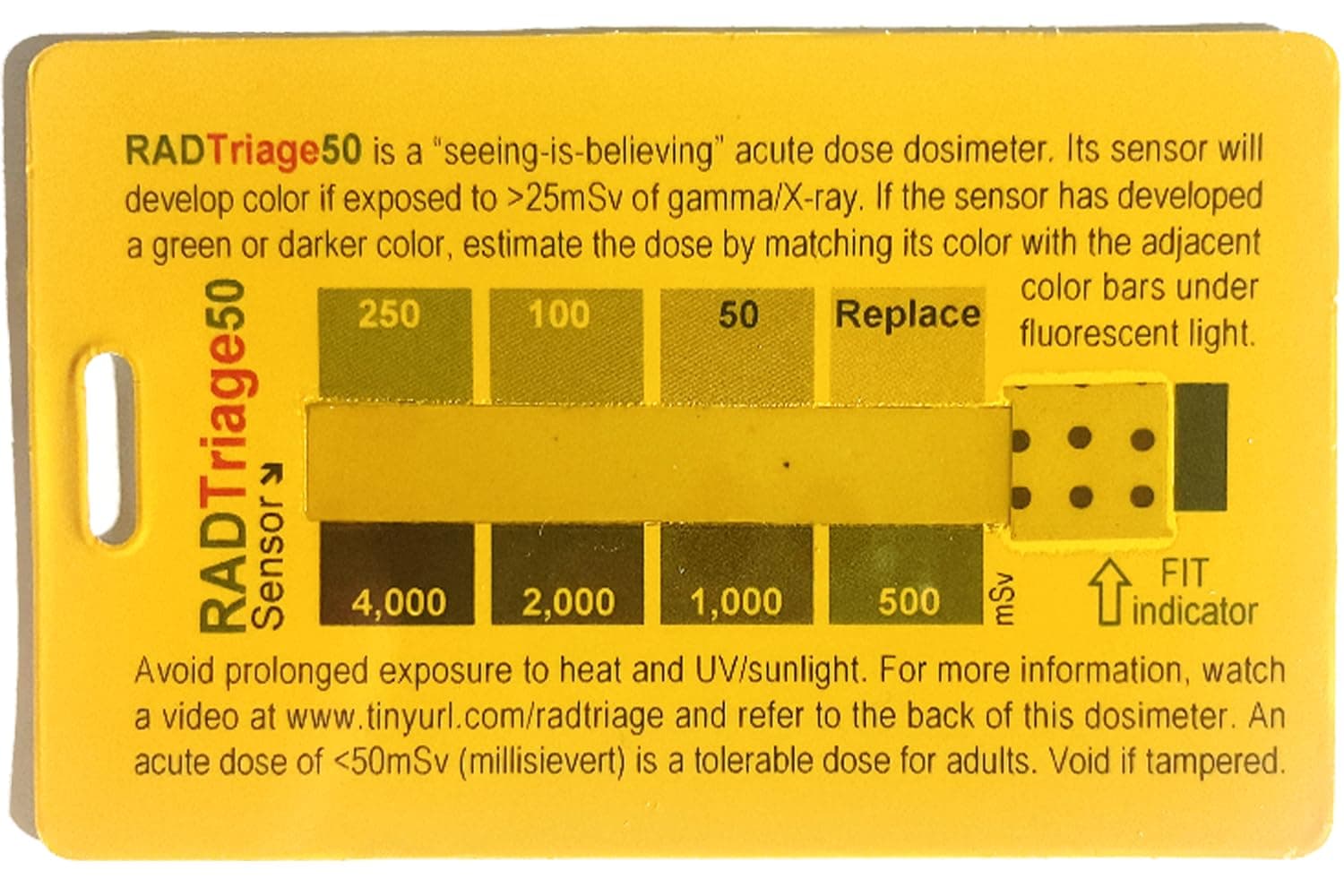 RADTriage Model50 Dosimeter & Self-indicating Instant Alert Dosimeters Practically Non-Destructible, Tamper Resistant, Tamper Evident Highly Reliable & Robust Emergency Dosimeter