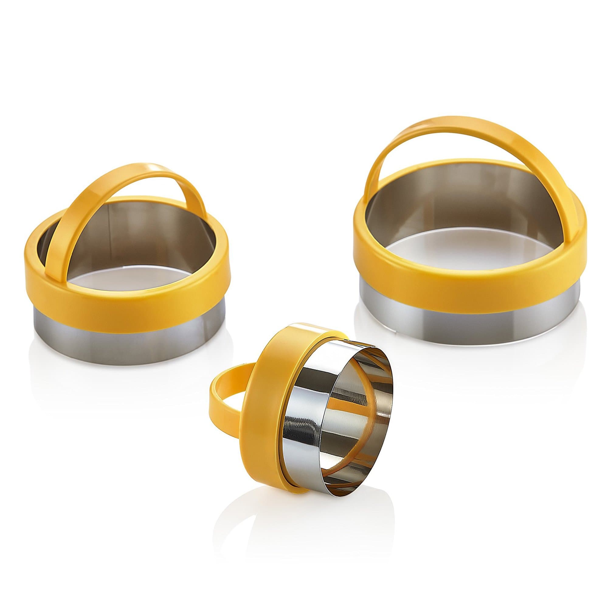 Pada Cookie Cutters - Stainless Steel Round Cookie Cutter Set for Pastries, Empanadas, Doughnuts, Biscuits - 3 Piece includes Mini Cookie Cutter for Kids (Round)