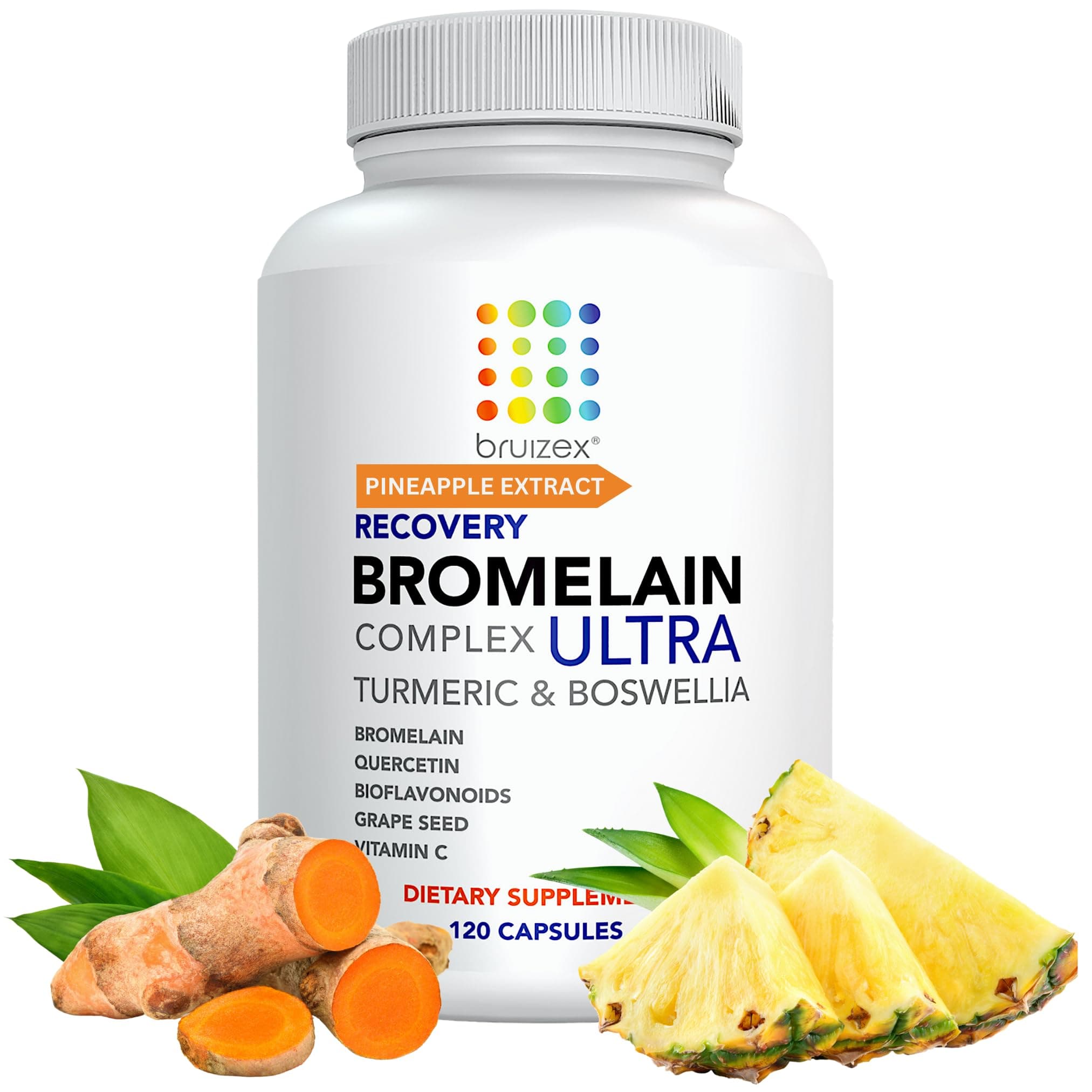 Ultra Bromelain and Quercetin Bruising Relief Supplement, 120 Capsules | Bruised Skin, Trauma Recovery and Swelling Surgery Supplements | Contains Bromelain, Quercetin, Turmeric and Boswellia