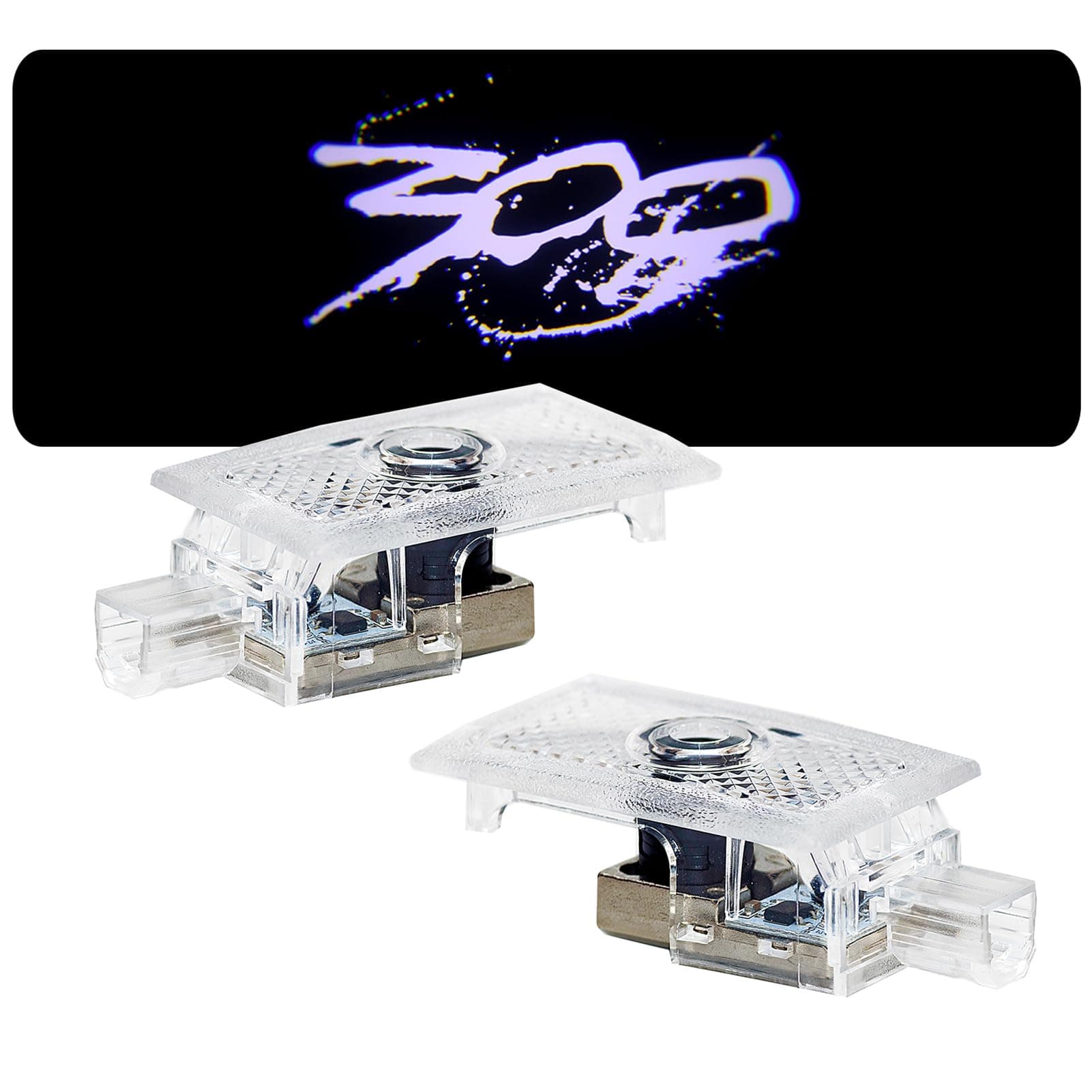 2pcs Never Fade Car LED Door Logo Compatible for 300 300C 300S 2005-2024,Ghost LED Projector Laser Courtesy Step Shadow Light Accessorie (White)