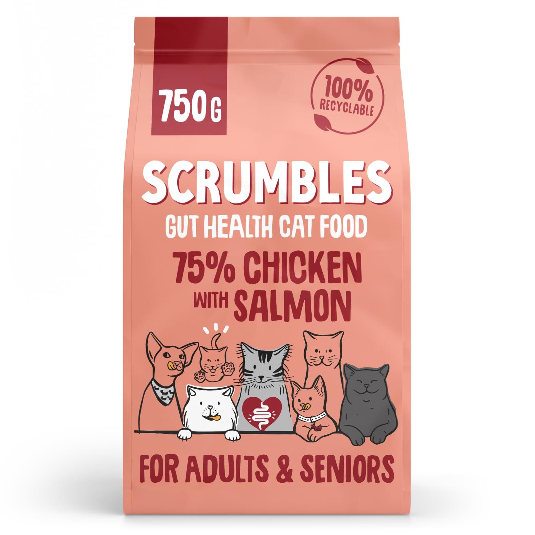 Scrumbles Food for adult cats cats chicken with salmon 750g