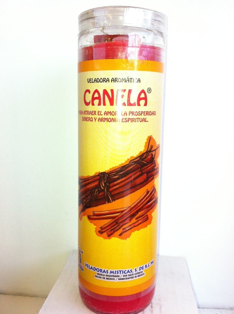Cinnamon (Canela) 7 Day Prepared Scented Red Candle in Glass