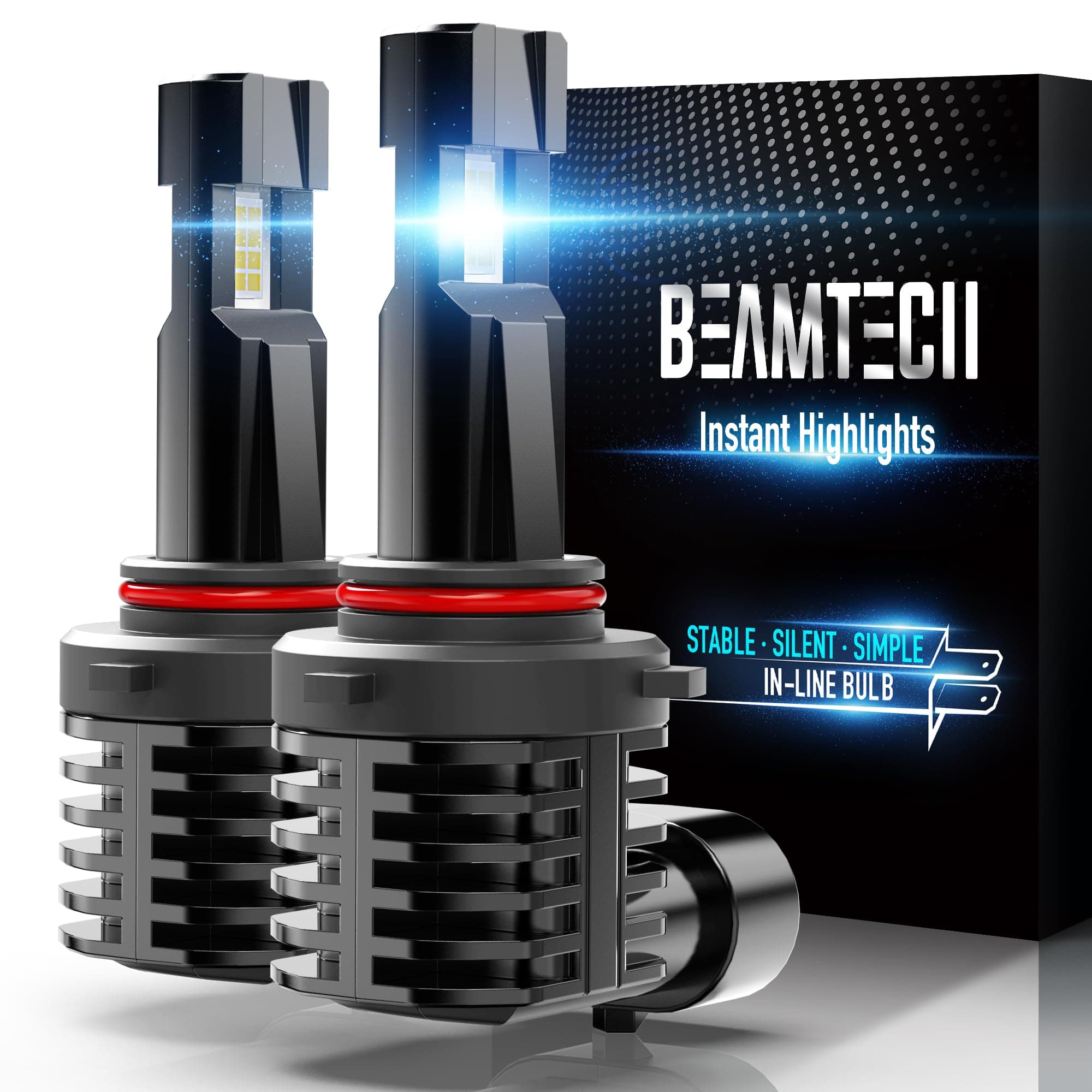 BEAMTECH9012 Bulb, Fog Light Bulbs for ATV UTV Fanless in Line HIR2 6500K Xenon White Of 2