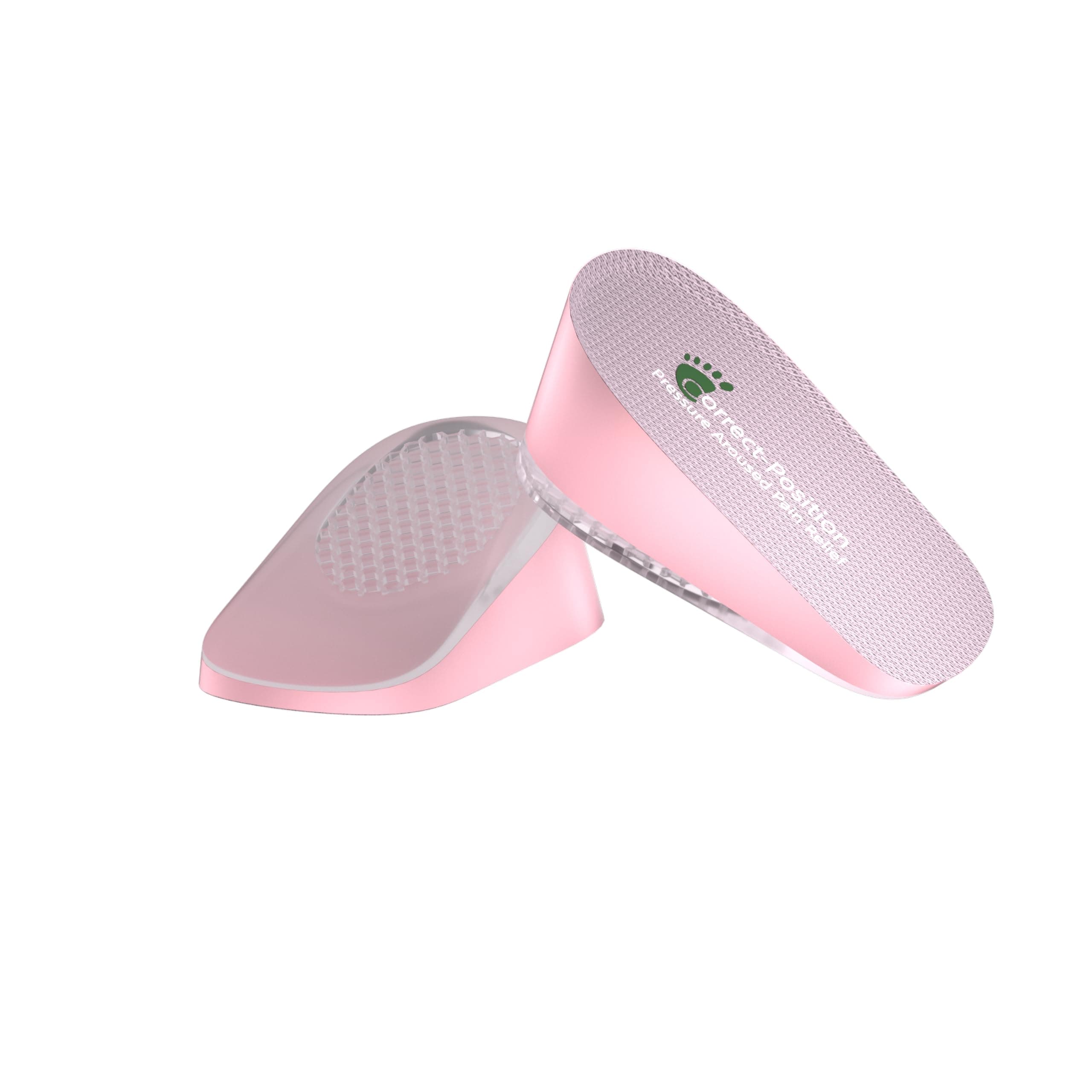 Correct-Position Height Increase Insoles, Heel Cushion Inserts, Heel Lift Inserts for Leg Length Discrepancies (Pink, 1.8" Height)
