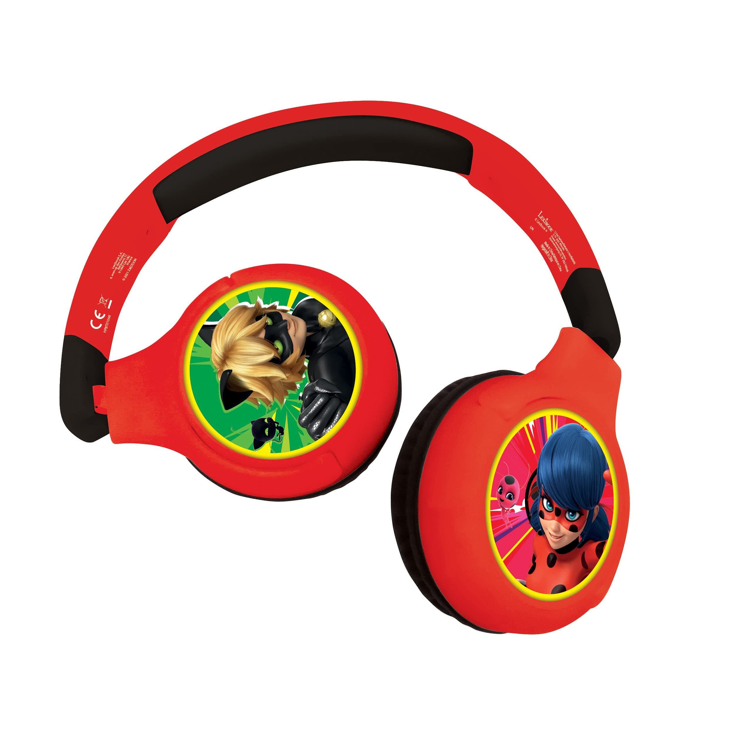 Lexibook Miraculous 2-in-1 Bluetooth Headphones for Kids - Stereo Wireless Wired, Kids safe, Foldable, Adjustable, HPBT010MI