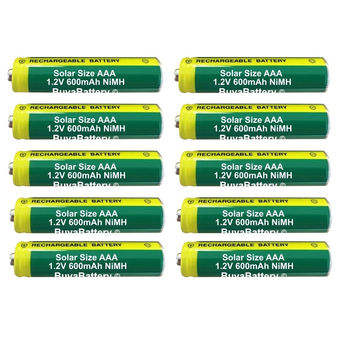 10 x BuyaBattery AAA Rechargeable Solar Light Batteries 1.2v NiMH 600mAh for Outdoor Garden Solar Lights