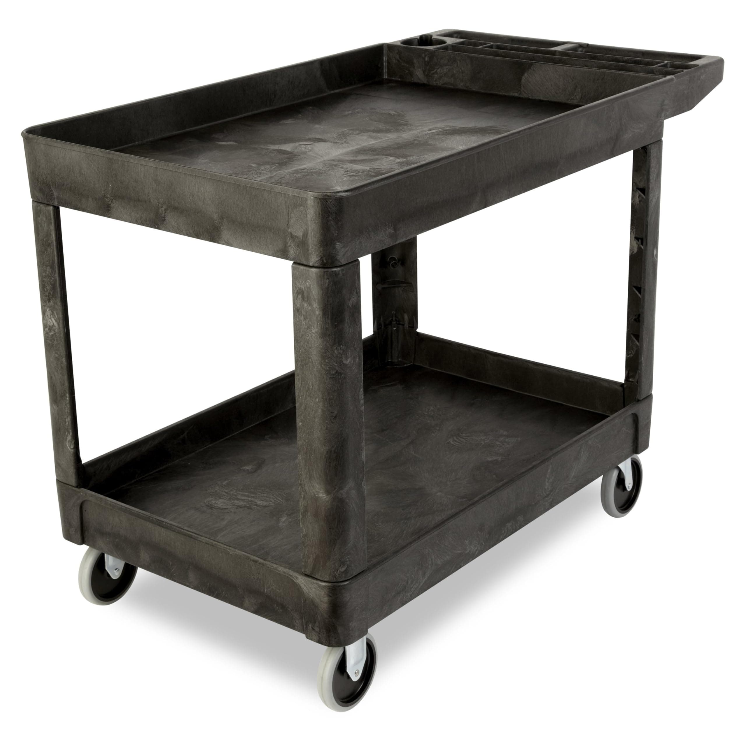 Rubbermaid FG452089BLA Heavy-Duty Flat Handle 2 Shelf Cart, 45.94" x 10.46" x 10.46"