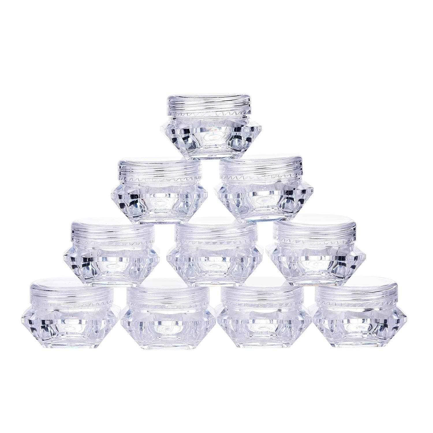 TeeMocom TMO 100pcs 5 Gram Clear Jars Plastic Jars Plastic Cosmetic Container Empty Cosmetic Sample Containers Transparent 5G/5ML Plastic Pot Jars for Eye Shadow,Nails,Powder,Paint