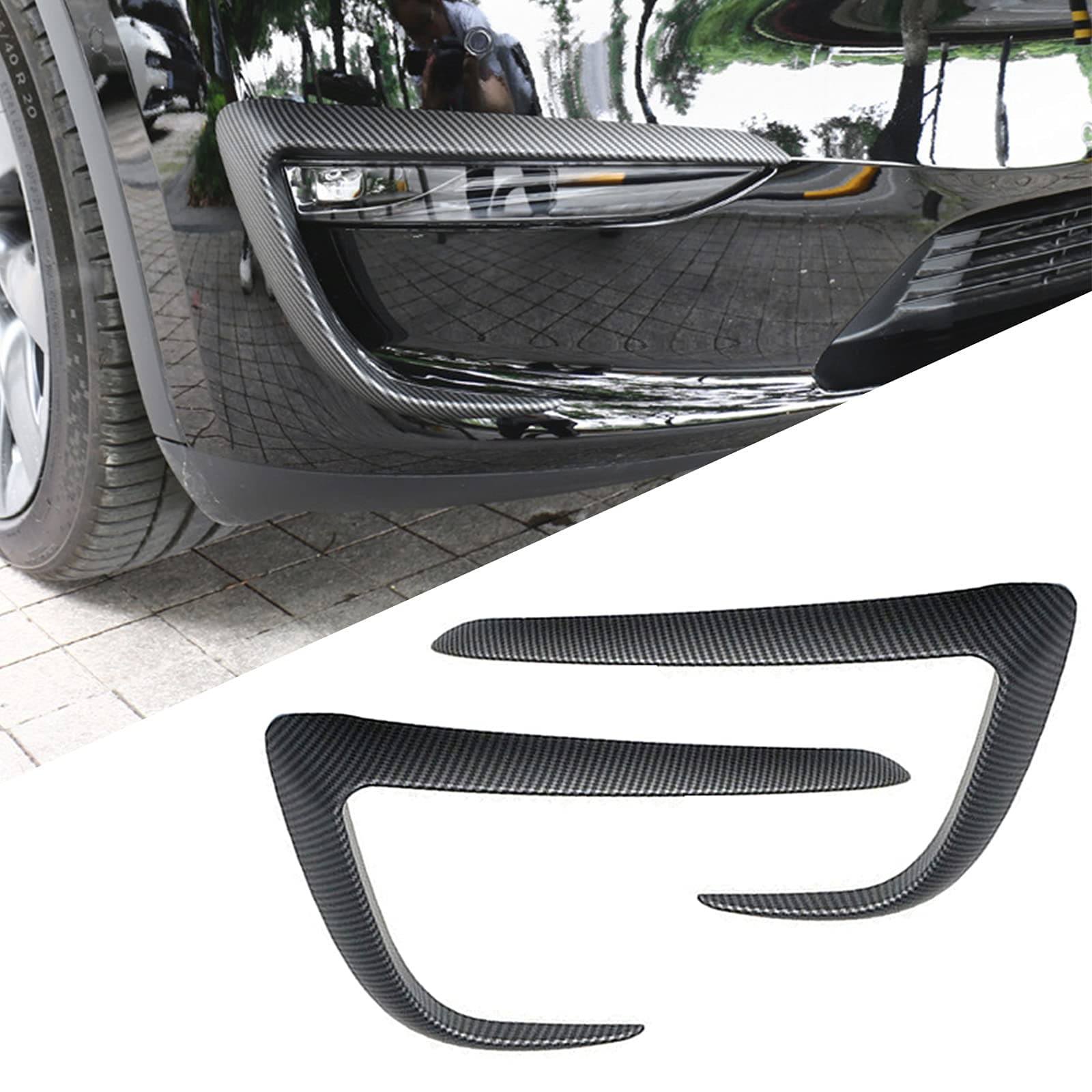 for Tesla Model Y Front Fog Light Trim Cover Fog Lamp Frame Blade Trim Eyebrow Spoiler for Tesla Model Y 2019 2020 2021 2022 2023 (ABS Matte Carbon Fiber)