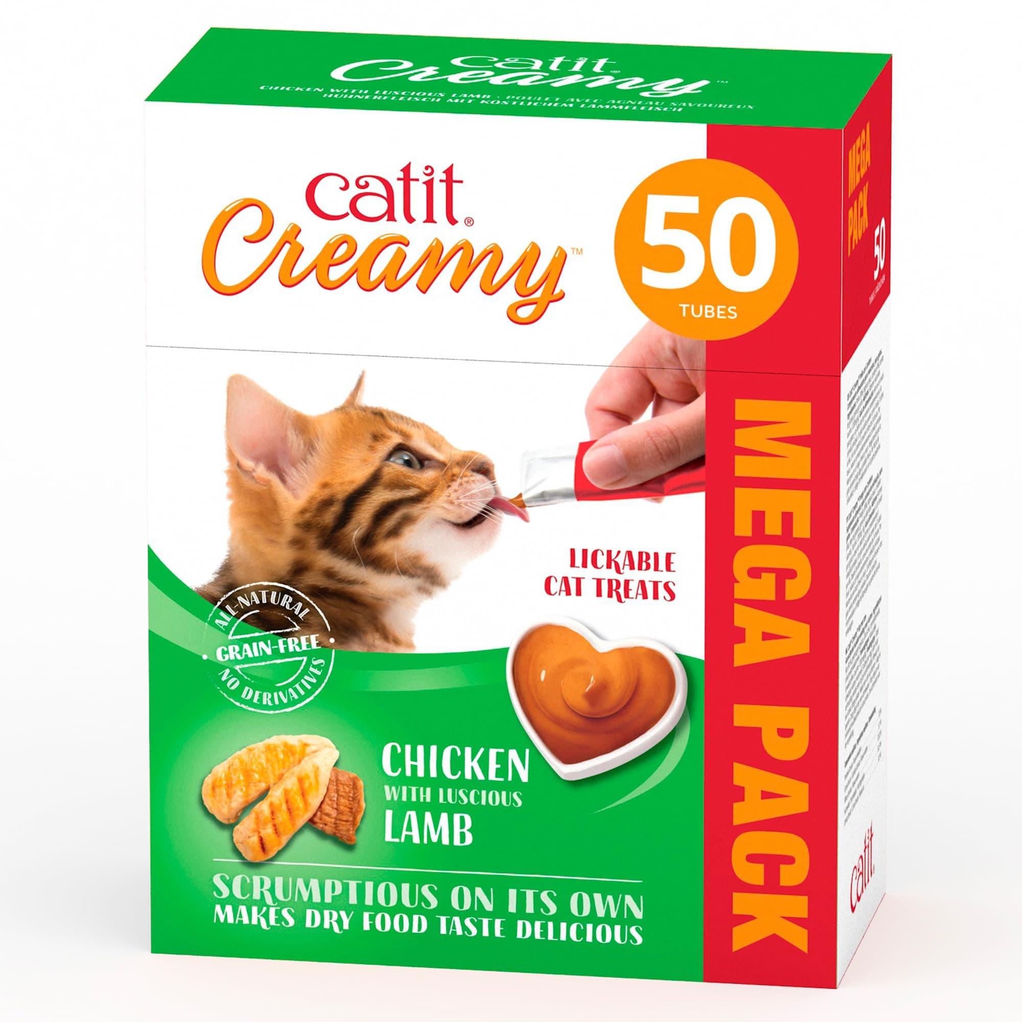 Catit Creamy Chicken & Lamb Lickable Cat Treats 50 Pack