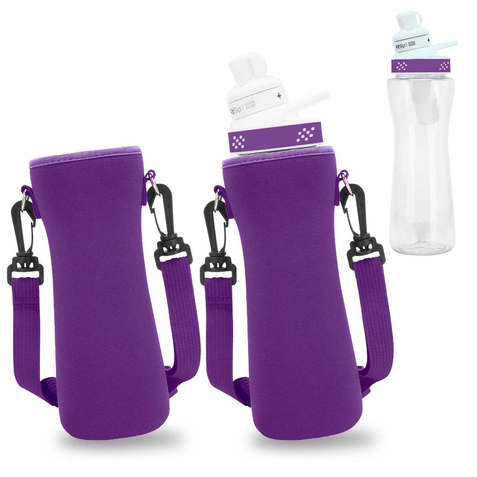2Pcs Purple Neoprene Sleeve for 22oz Cirkul Water Bottle, Keeps Water Cold & Protects Bottle, Compatible with Plastic & Stainless Steel, 650ml, Reusable, Sports, Travel