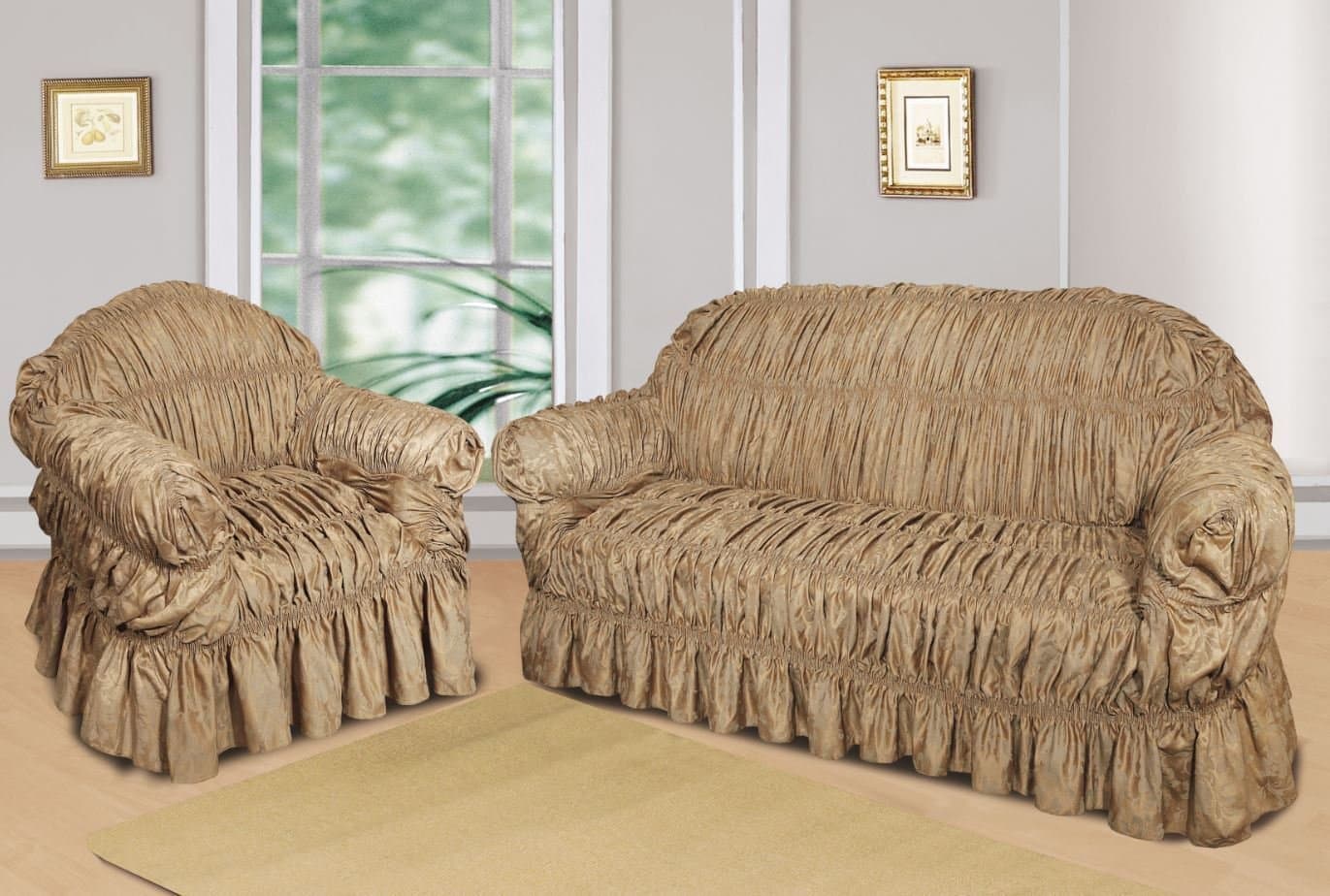 NTT Large Jacquard Sofa Covers for 1, 2 & 3 seater sofa/Arm Chair Alternate to Sofa Throw (Beige, 3 Seater)