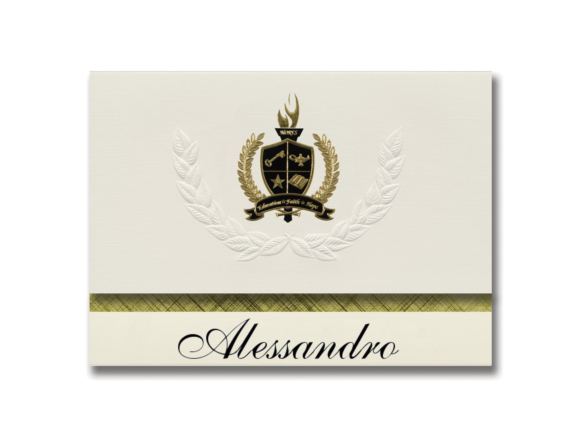Signature Announcements Alessandro (Moreno Valley, CA) Graduation Announcements, Presidential style, Elite package of 25 with Gold & Black Metallic Foil seal