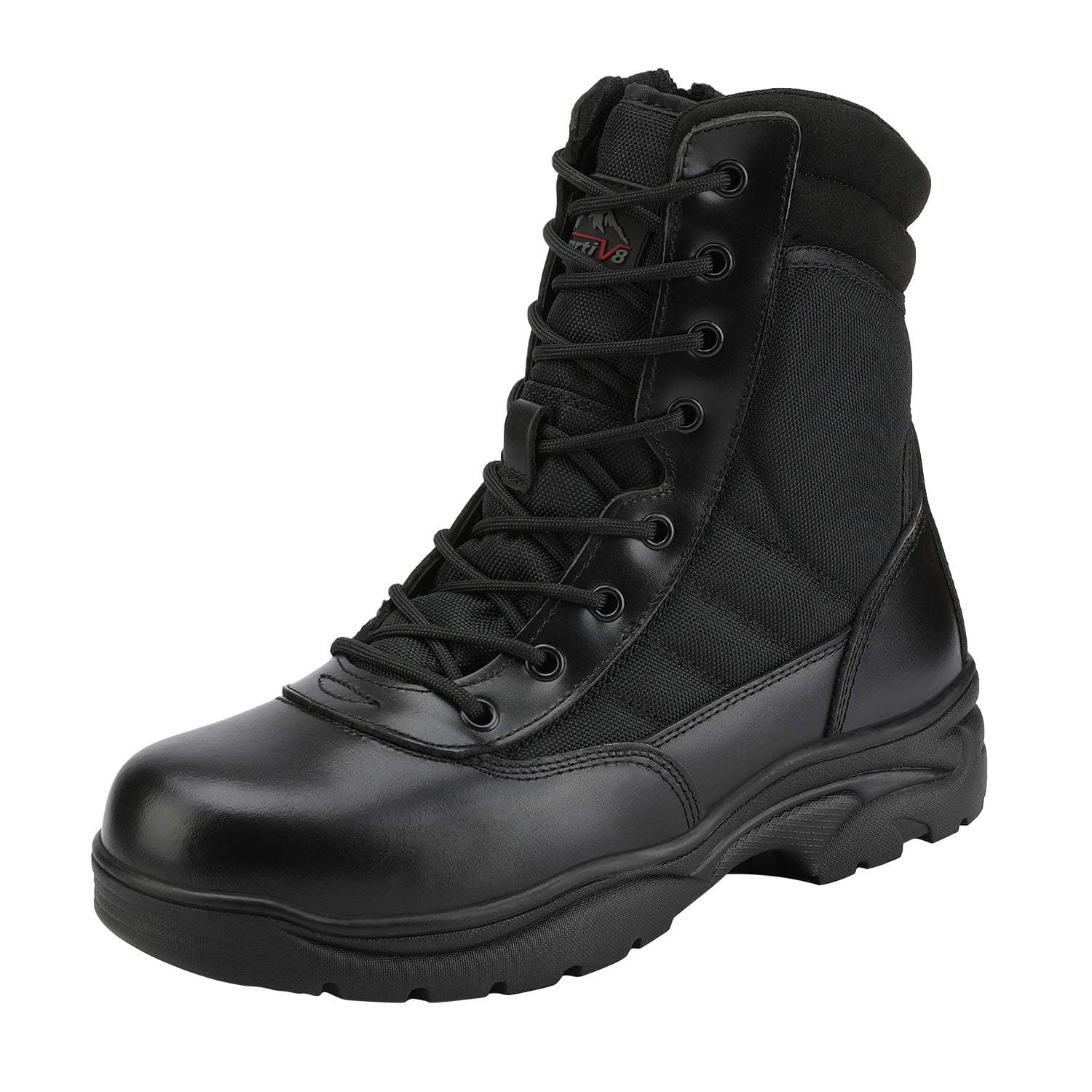 NORTIV 8 Men's Military Tactical Work Boots Side Zipper Leather Motorcycle Combat Boots