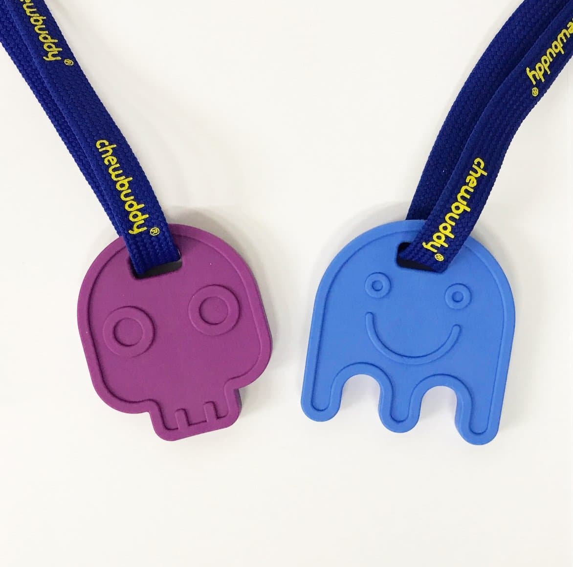 Sensory Direct Chewbuddy Ghost, Skull & Lanyard - Pack of 2, Sensory Toy for a Fidget, Chew or Teething Aid | for Kids, Adults, Autism, ADHD, ASD, SPD, Oral Motor or Anxiety Needs | Red & Blue