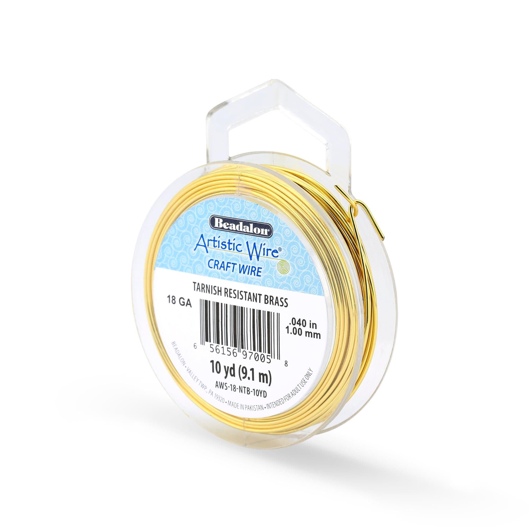Tarnish Resistant Brass Craft Wire, Gold, 18 Gauge / 10 yd