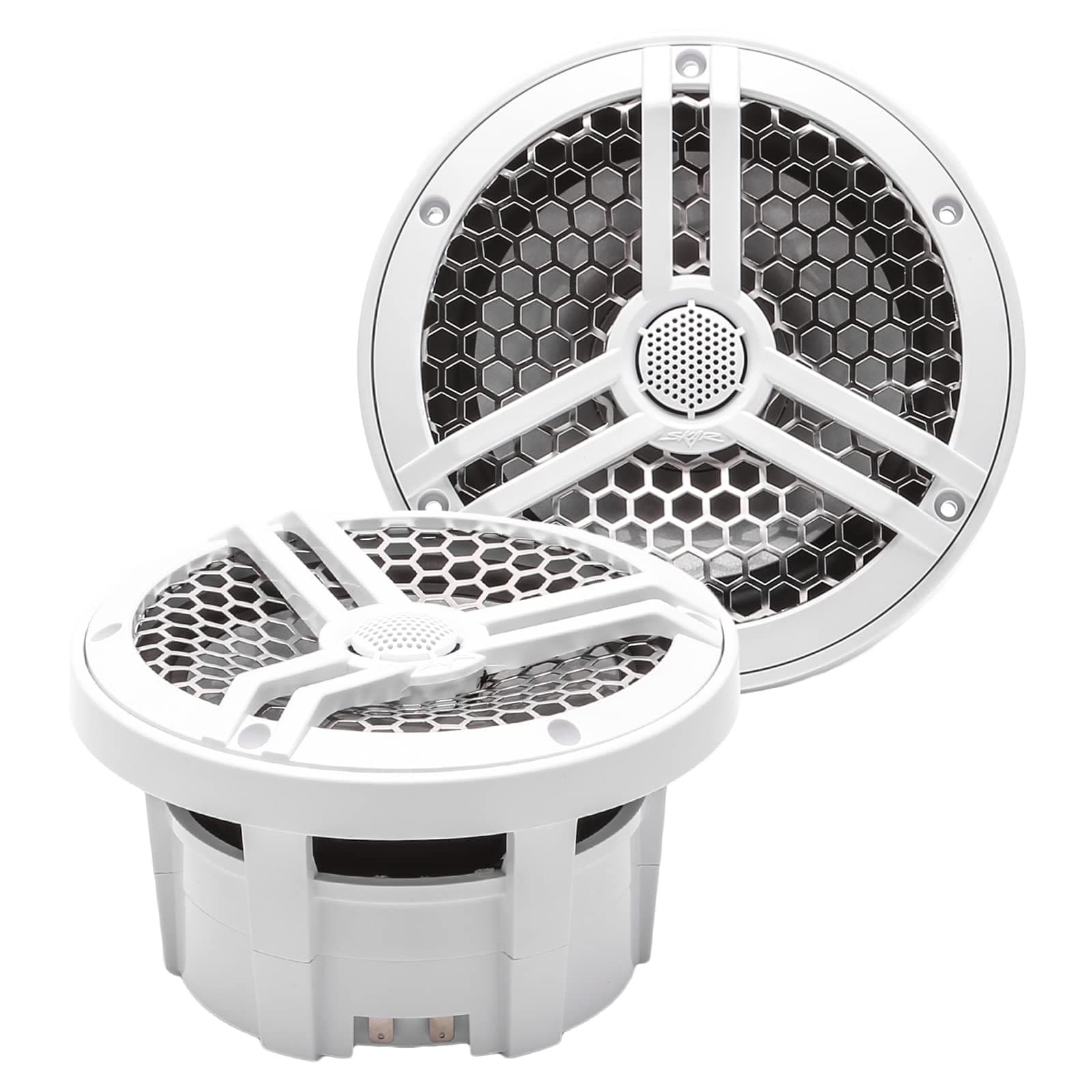 SK65M 6.5" 2-Way Marine Full Range 320 Watt Coaxial Speakers, Pair (White)