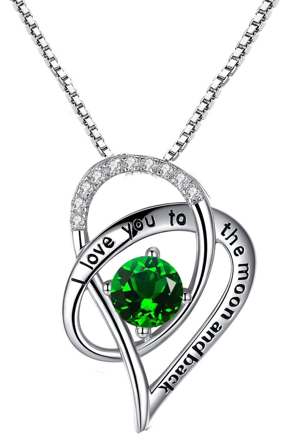 Sterling Silver I Love You To The Moon and Back Love Heart Pendant Necklace With Love Card
