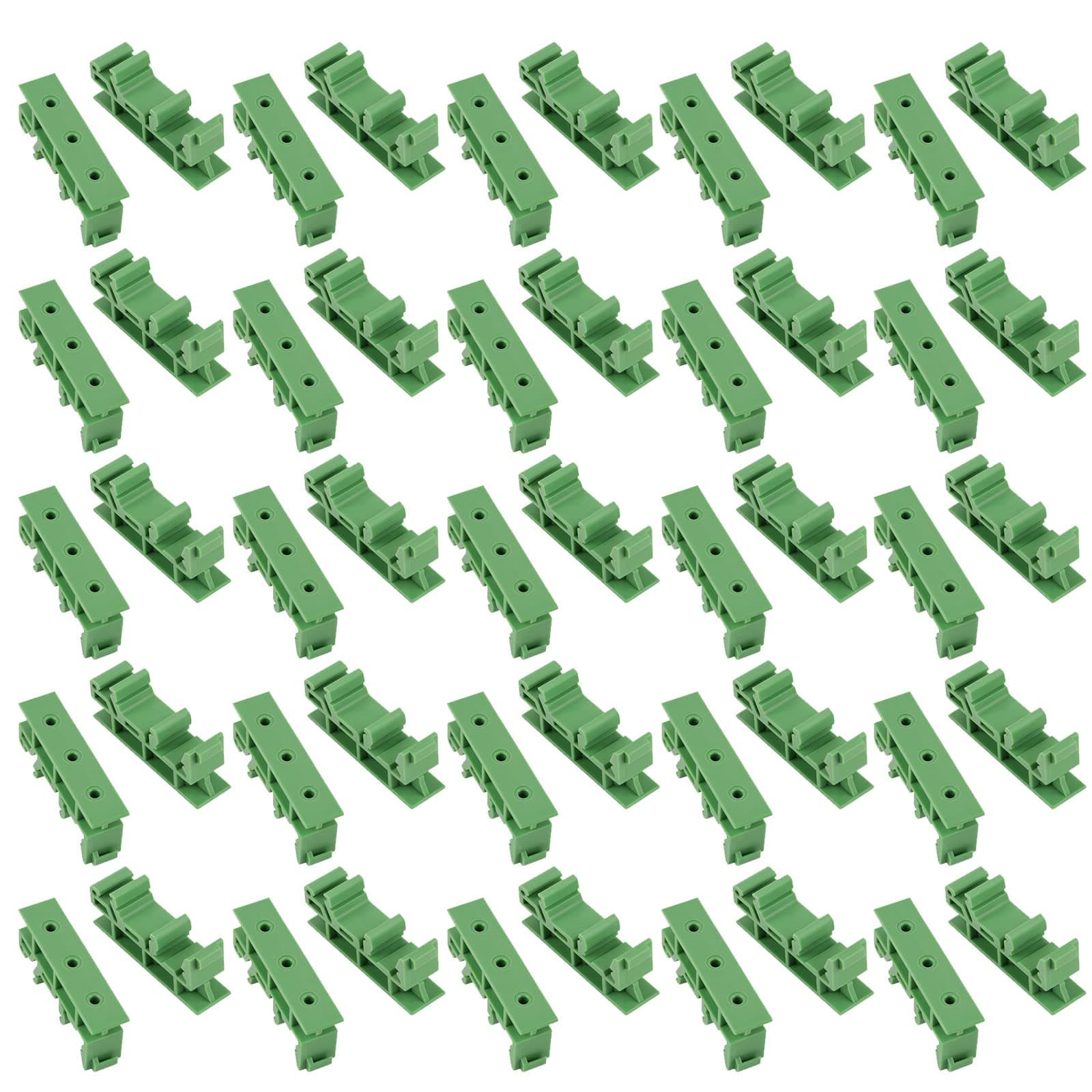 20Sets C45 DIN Rail PCB Mounting Green Bracket Holder Carrier Clips for Width 35mm or 15mm Din Rail