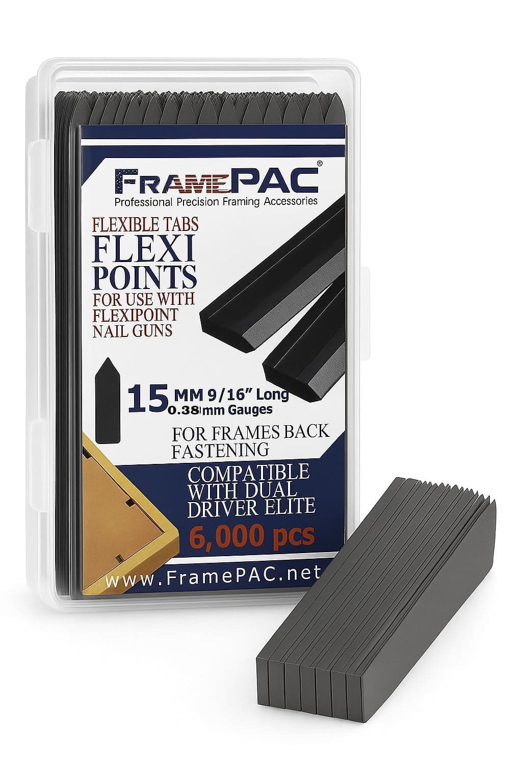 Flexipoint for Picture Frames Point Driver 15mm (9/16 inch) - Compatible with Dual Drive Point Driver, Glazing Points | Framing Points | Flexi-Points | Flexipoints Refill (Pack of 6000)