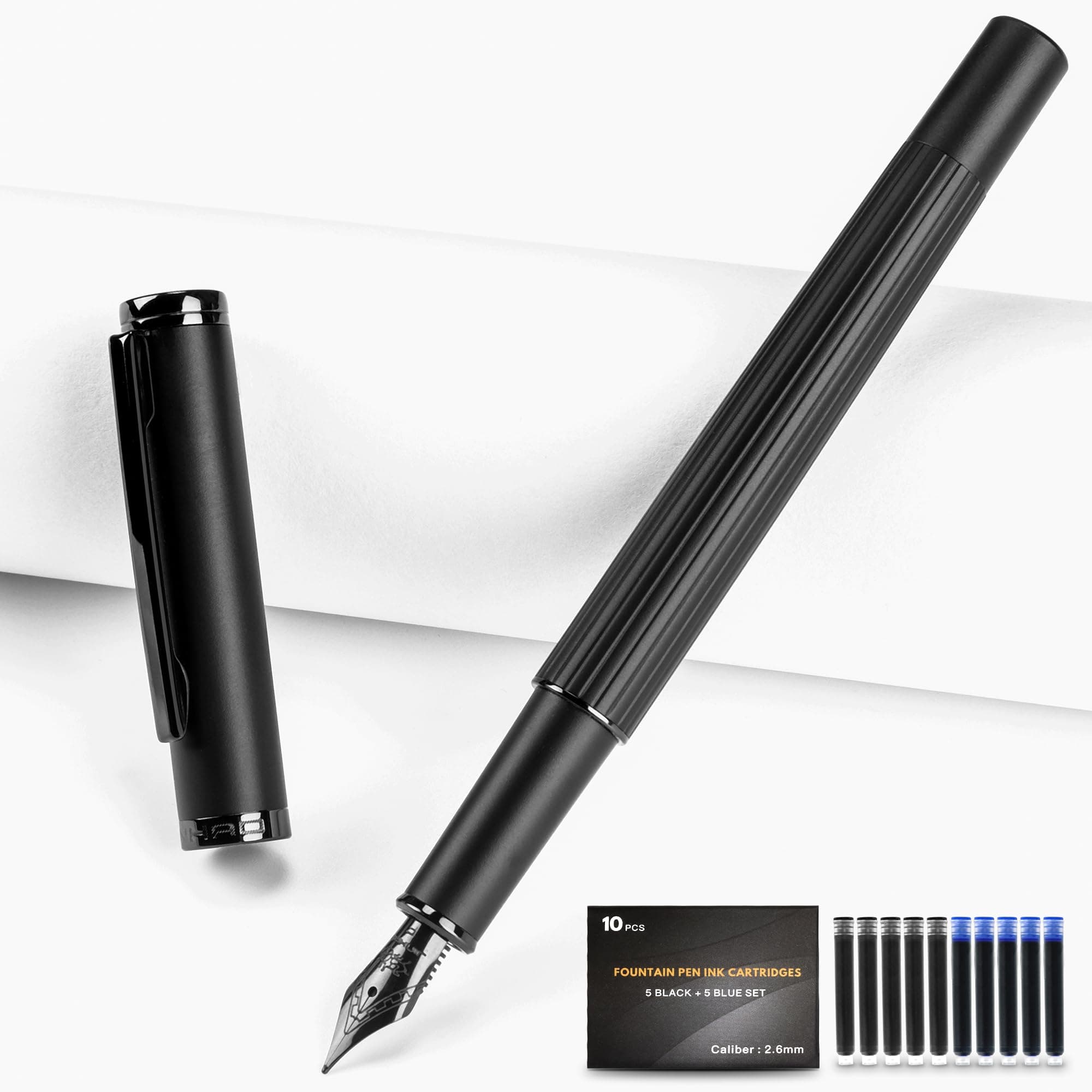 JINHAO Fine Nib Fountain Pen with Ink Cartridges & Converter, Perfect Weight, Optimal Flow, No Skipping