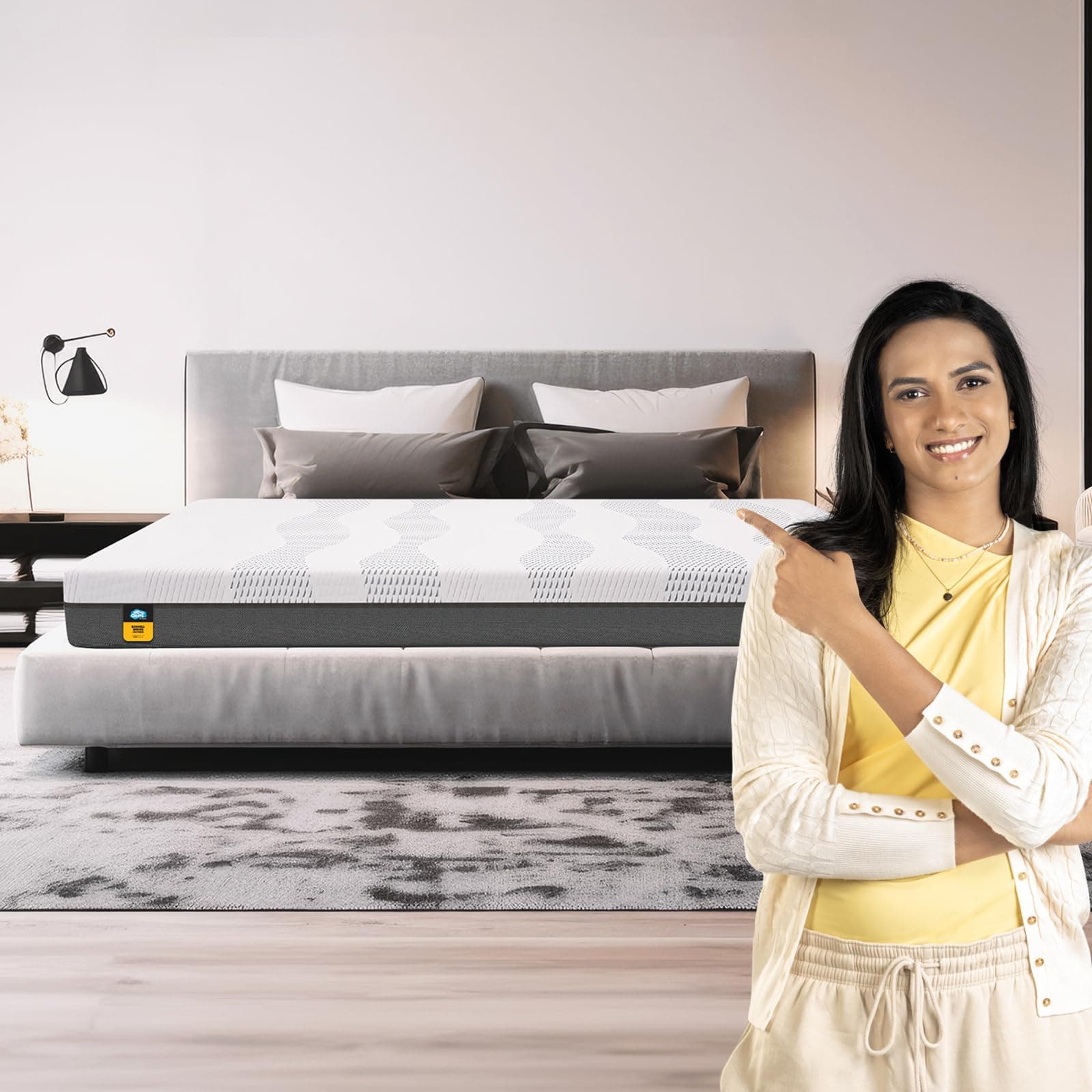 Centuary Mattresses Sleepables 6-Inch Single Size with Active Edge Support Antimicrobial Foam Rolled & Vaccumed Bonnell Spring Mattress (75x36x6)