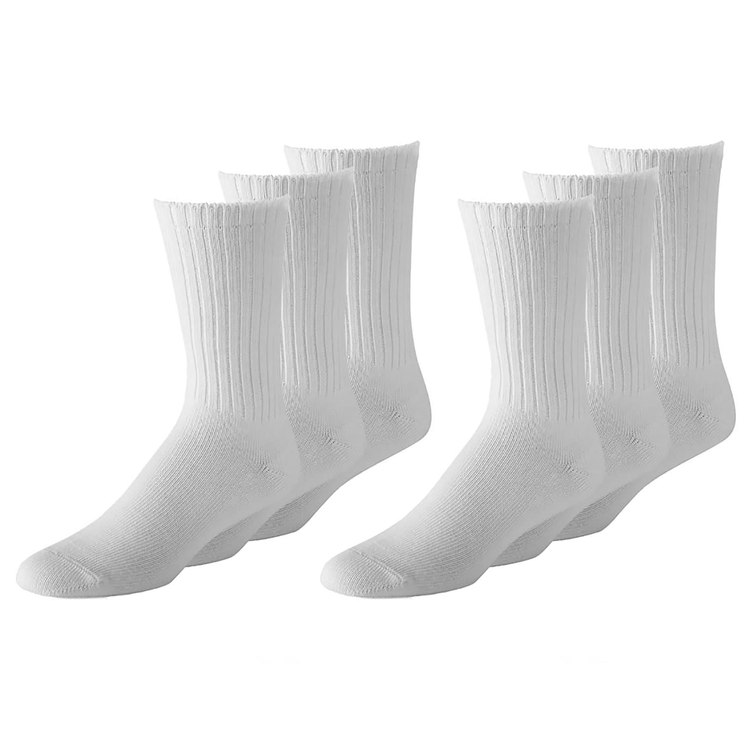 Men's Classic Crew Socks Shoe Size 6 to 12 in Black and White - Bulk Wholesale Packs