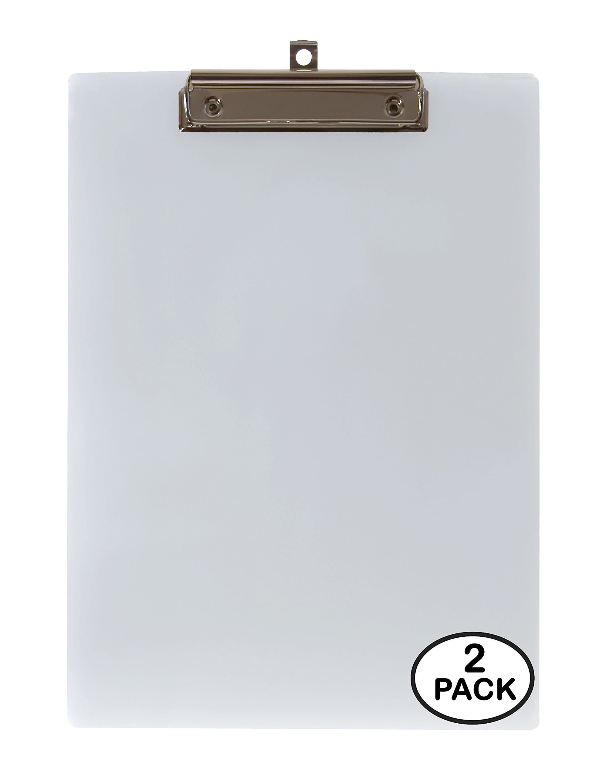 Unbreakable Office Clipboards by KrohneTec - 9" x 12.5" (White - 2 Pack)