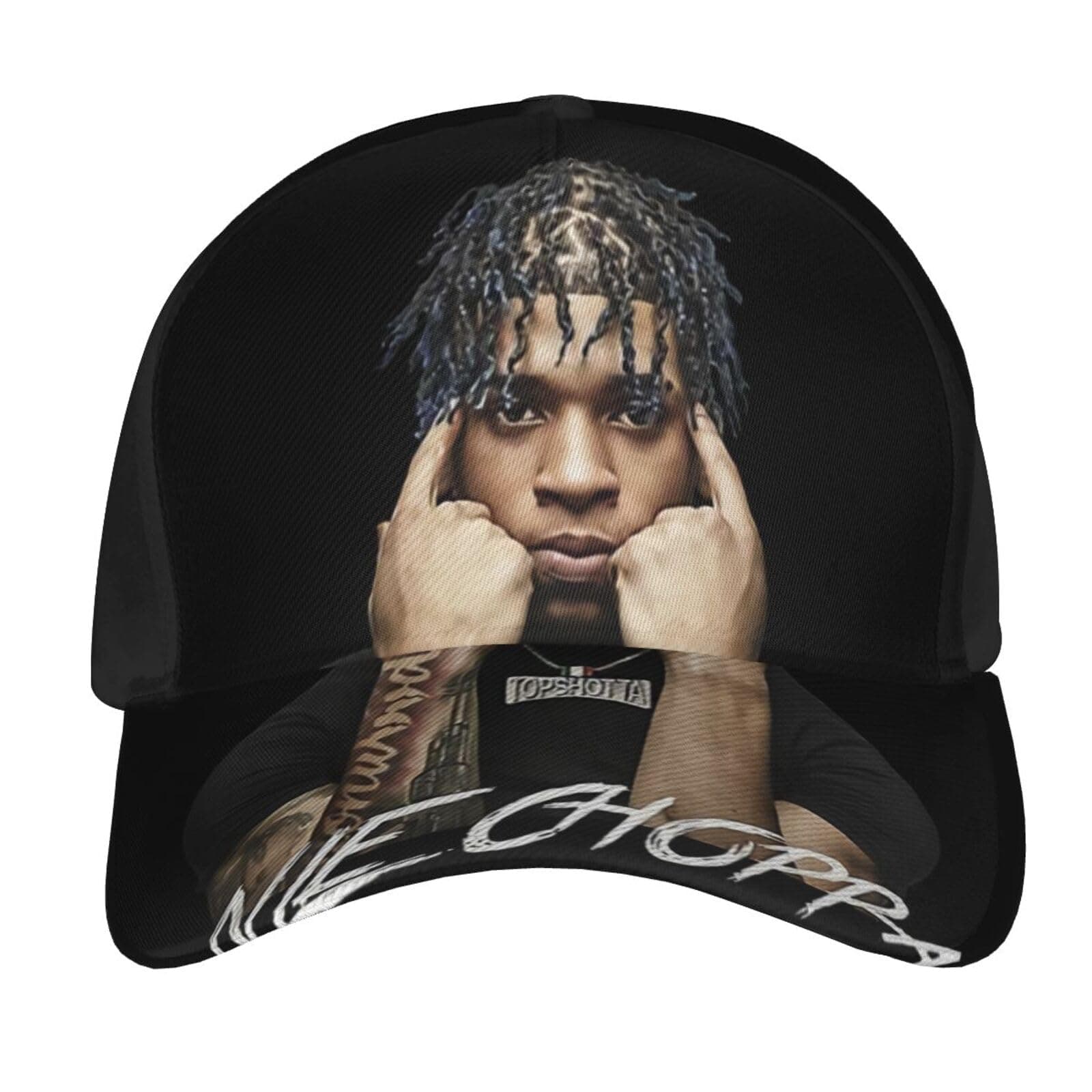 DELTRAUSNle Rapper Choppa Baseball Cap Unisex Comfortable Dad Hat Motorcycle Cap Adjustable Trucker Hat One Size Black