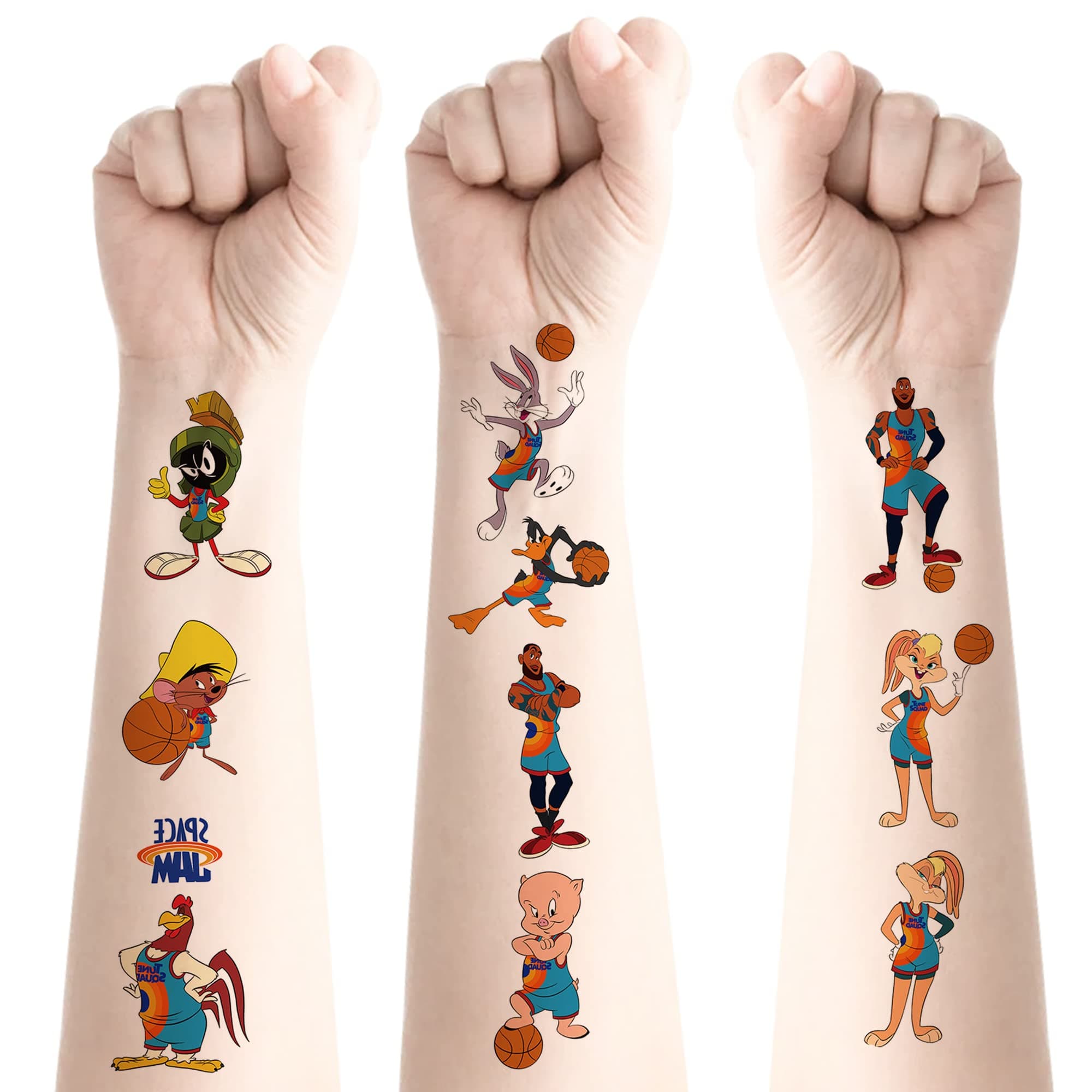 17 Sheets Temporary Tattoos for, Basketball Party Supplies, Fake Tattoo Stickers, Cool Cartoon Sports Movie Temp Tattoo Sticker, for Party Decorations