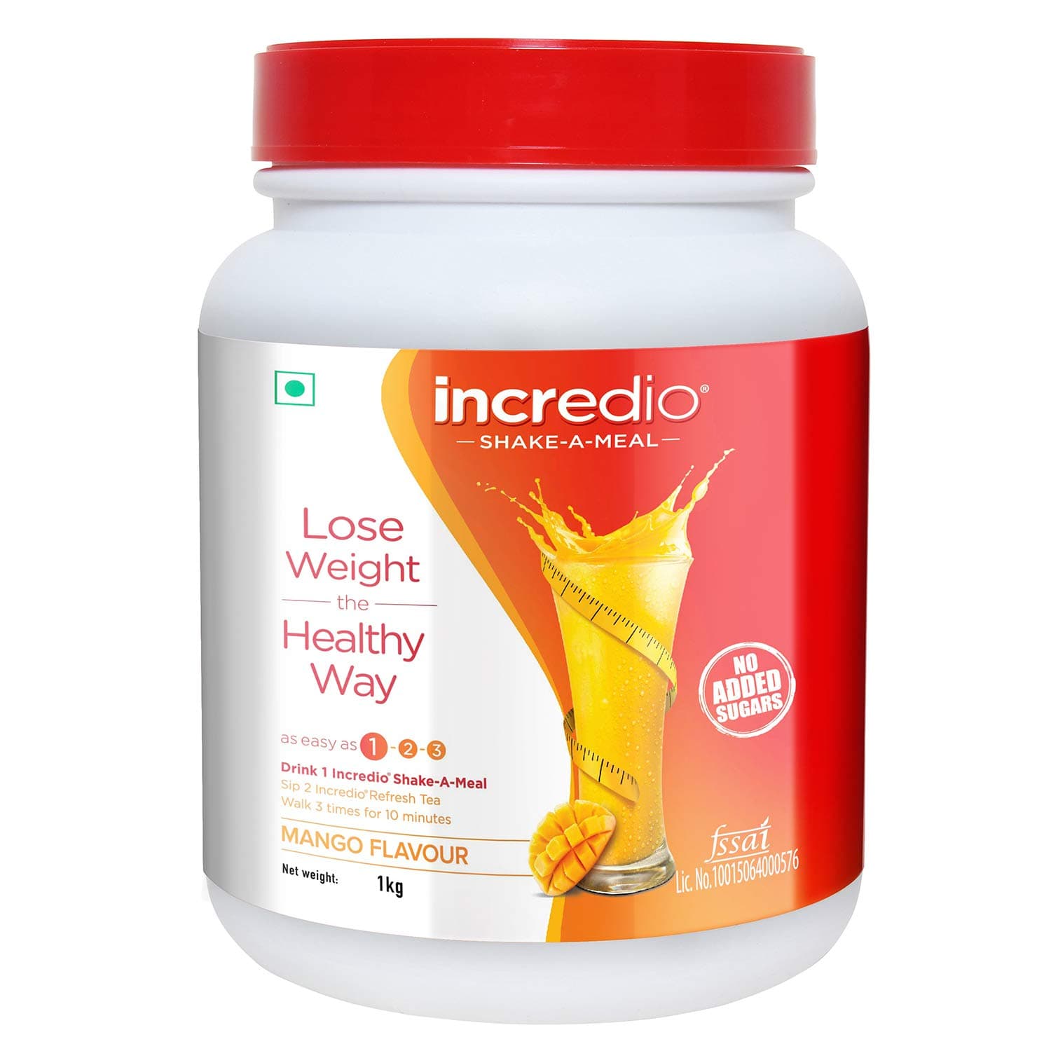 Incredio Shake-a-meal -Meal Replacement Shake(with 21.5g Protein and 4.6g Fiber)-Weight Management (Mango)-1kg