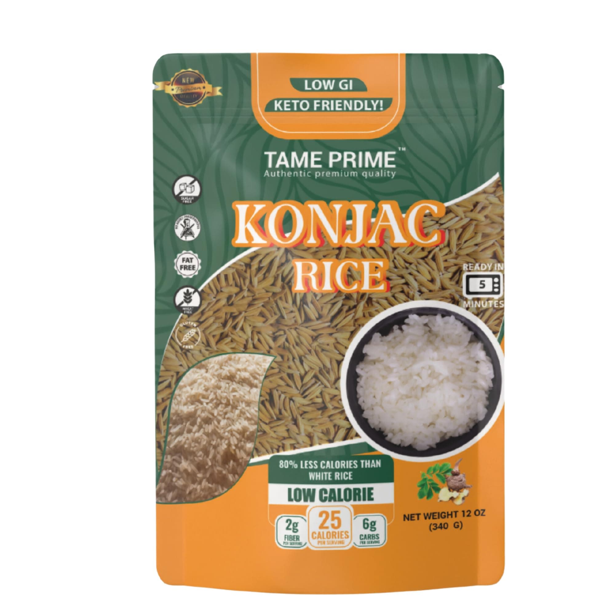 Dried Shirataki rice, Konjac rice 12 oz, Keto Friendly,Low GI,80% less calories than white rice.