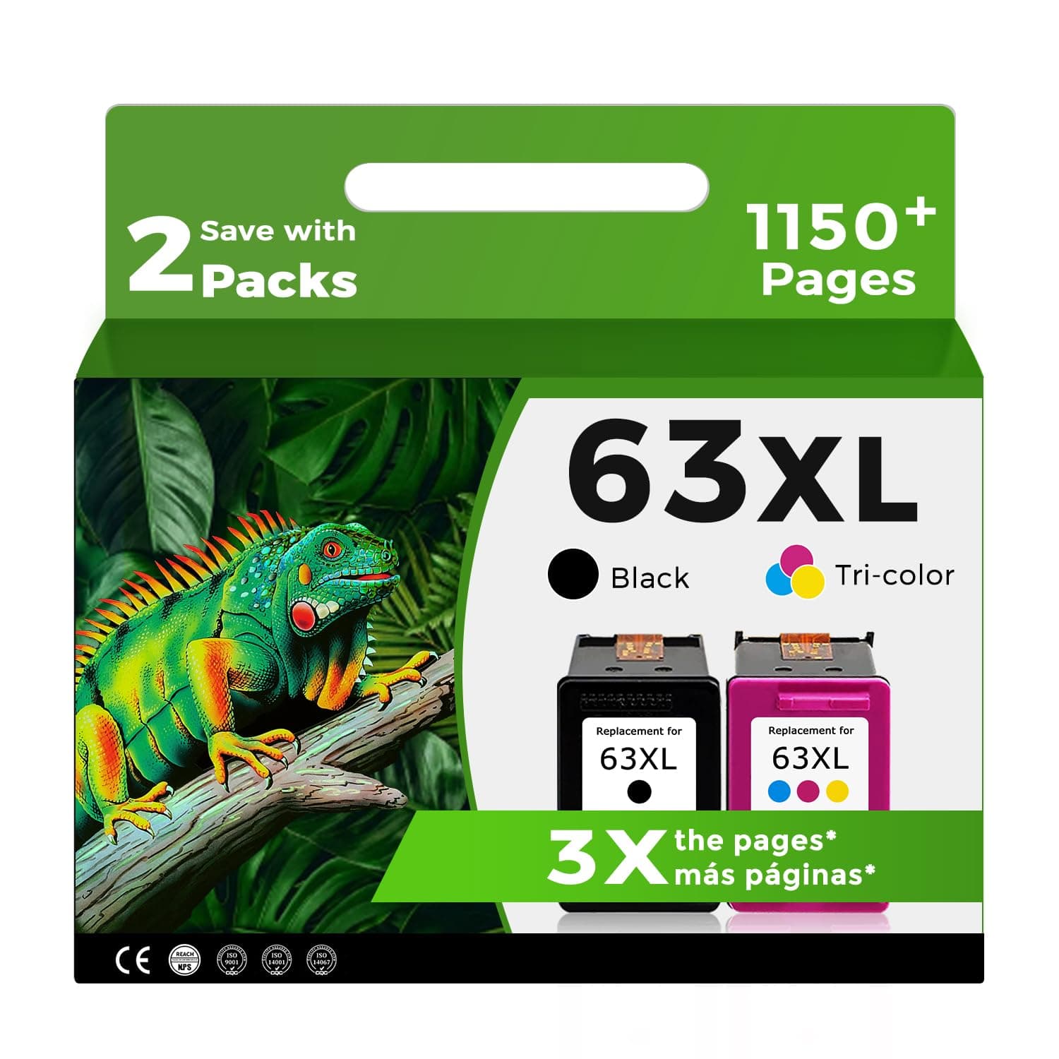 63XL Ink Cartridges Replacement for HP 63 XL Black Color Combo Pack for HP63 HP63XL for 4650 3830 5255 4520 5258 3630 4652 4655 5200 4512 3632 5252 2132 1112 3631 2130 4510 3634 3833 Printer