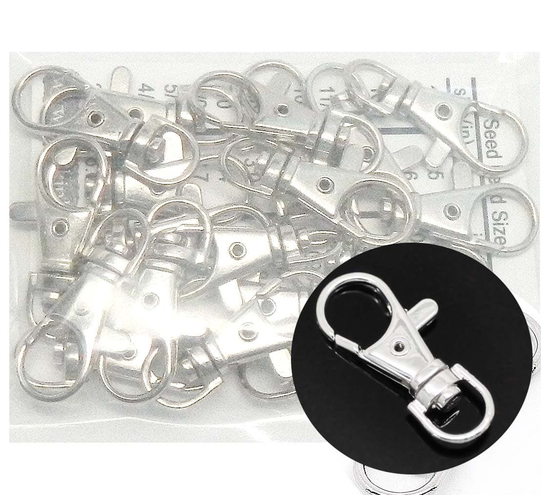 Rockin Beads Brand, 20 Shiny Silver Plated Lobster Claw Swivel Clasps for Key Ring 1 3/8 X 1/2 Inch